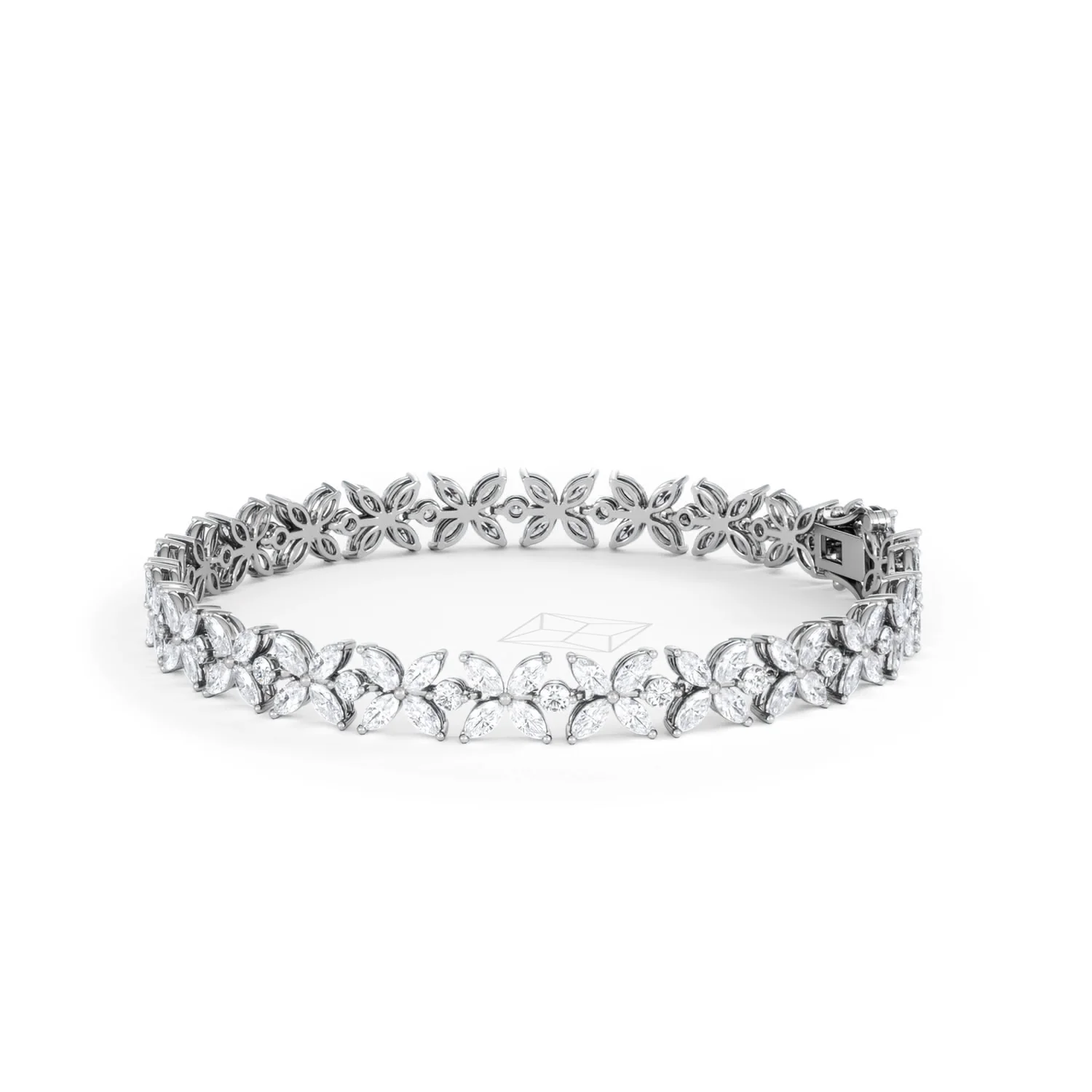 Luxe Floral 7.00ct Marquise and Round Cut Lab Diamond Tennis Bracelet in 18K White Gold - Image 74