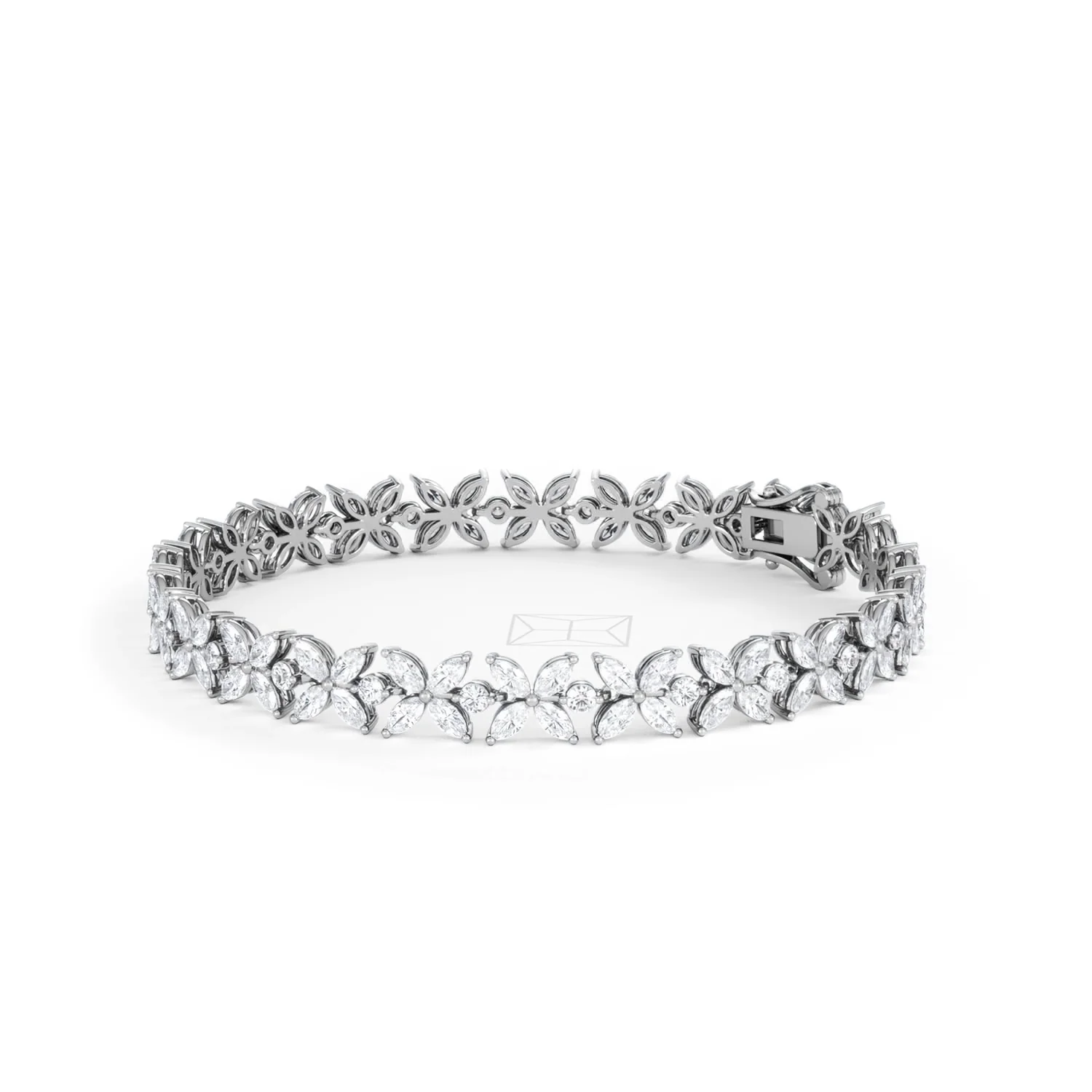 Luxe Floral 7.00ct Marquise and Round Cut Lab Diamond Tennis Bracelet in 18K White Gold - Image 78