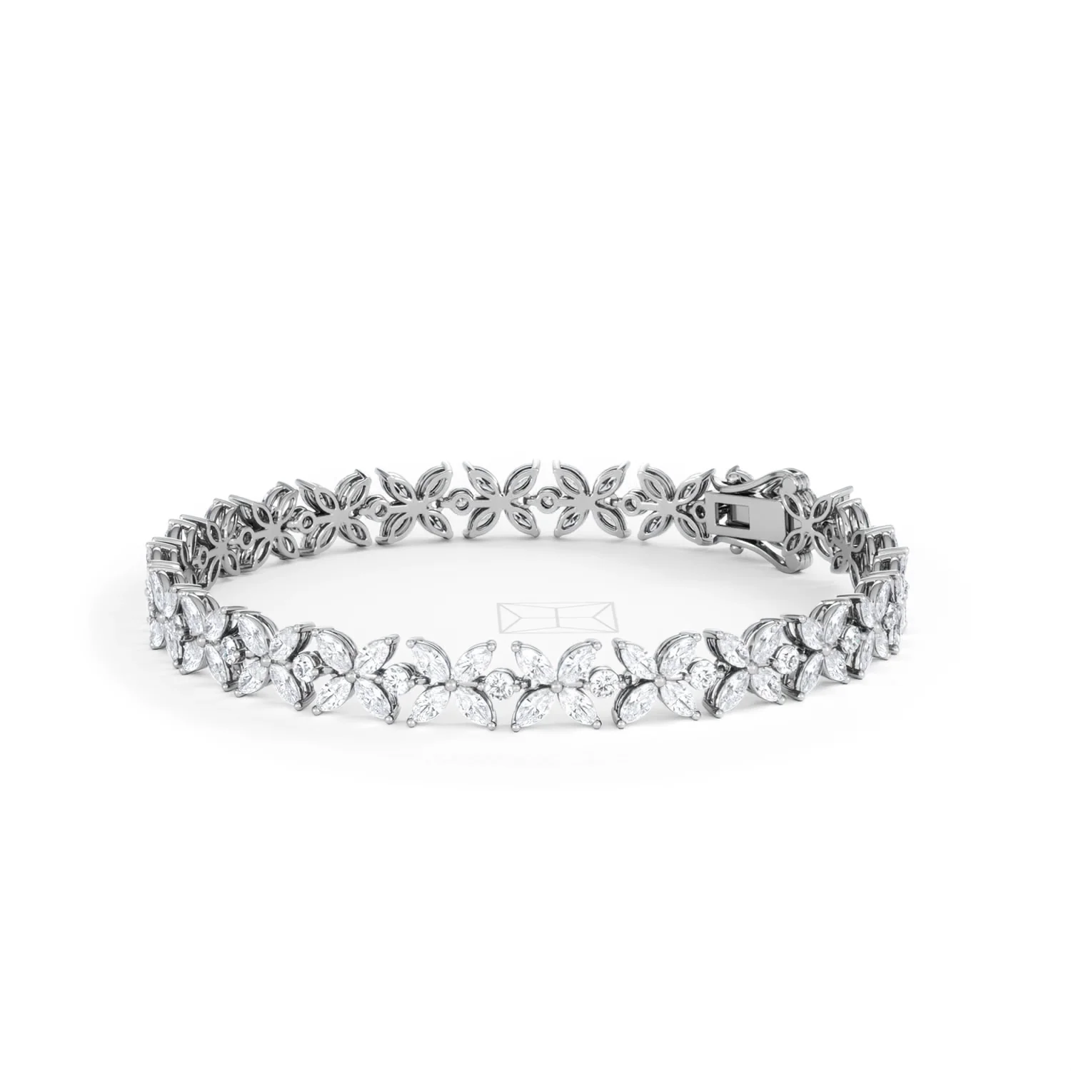 Luxe Floral 7.00ct Marquise and Round Cut Lab Diamond Tennis Bracelet in 18K White Gold - Image 79