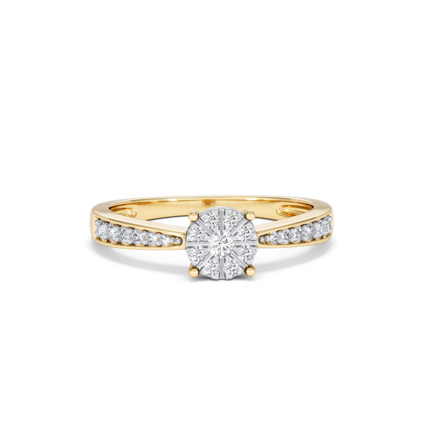 Masami Diamond Engagement Ring 0.20ct Pave Set in 9K Yellow Gold - Image 11