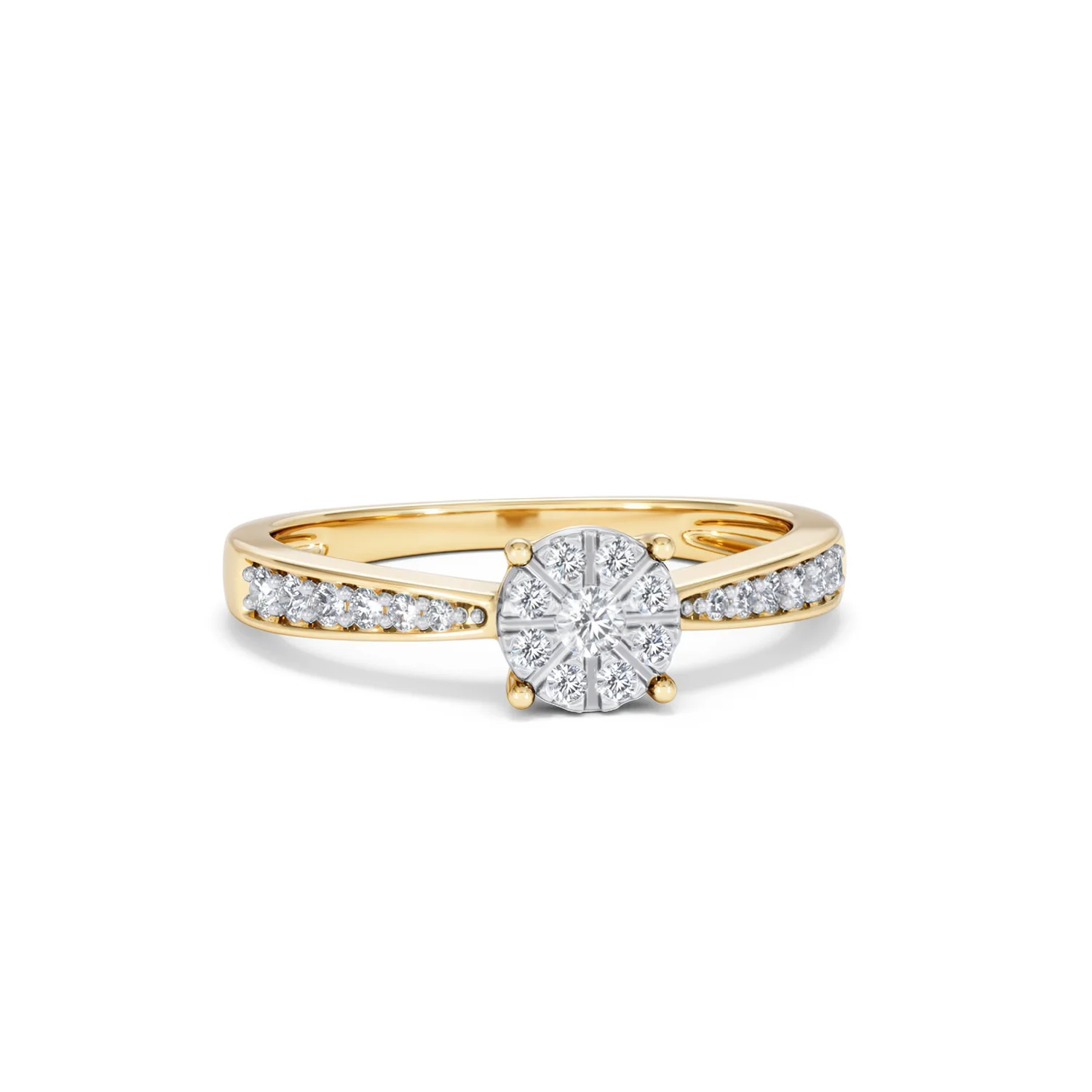 Masami Diamond Engagement Ring 0.20ct Pave Set in 9K Yellow Gold - Image 12