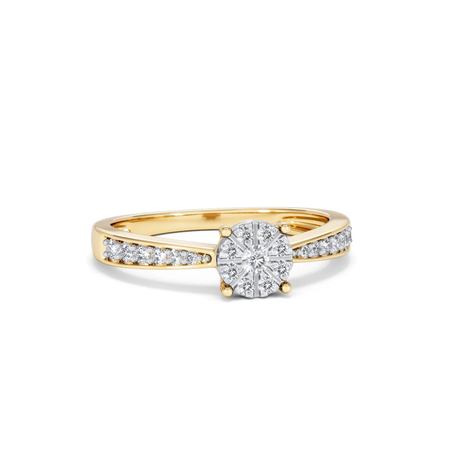 Masami Diamond Engagement Ring 0.20ct Pave Set in 9K Yellow Gold - Image 13
