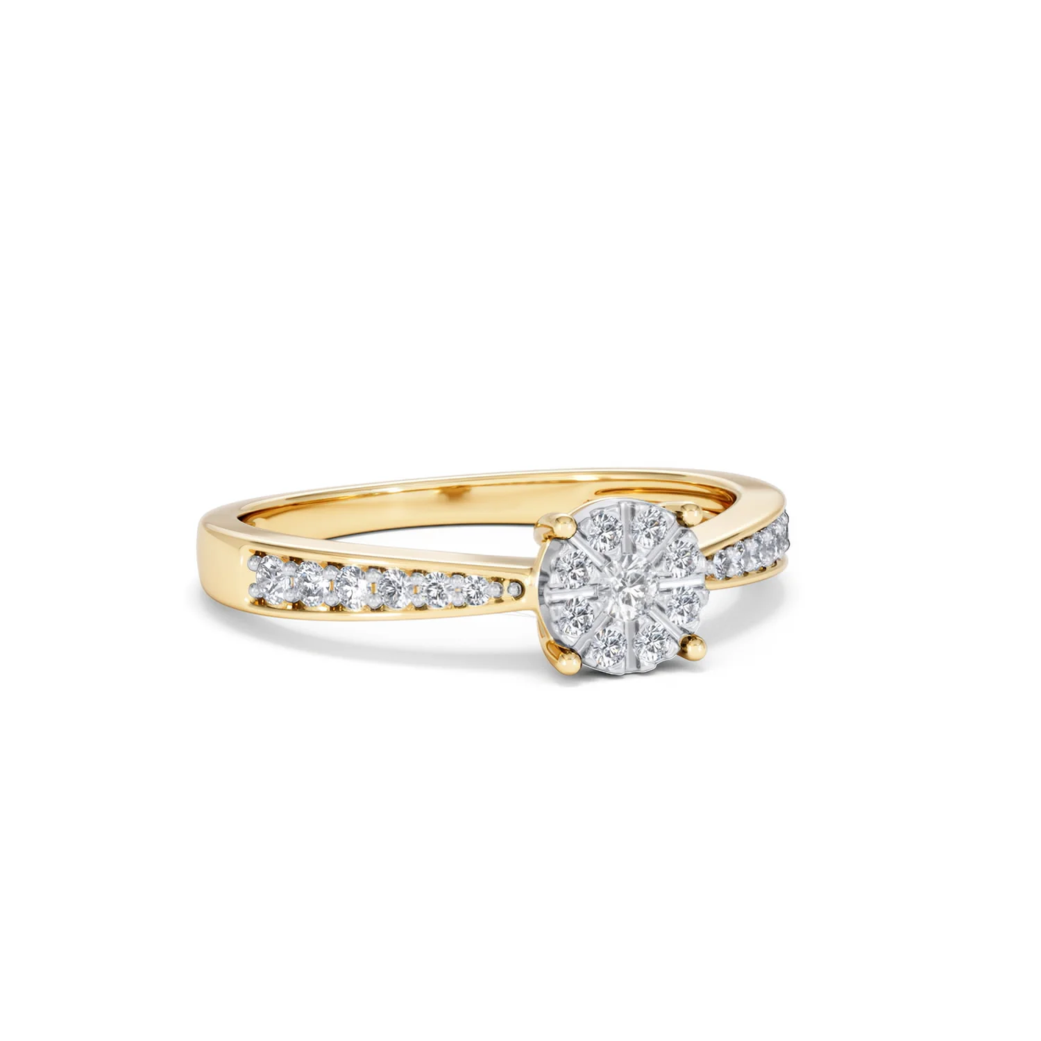 Masami Diamond Engagement Ring 0.20ct Pave Set in 9K Yellow Gold - Image 15