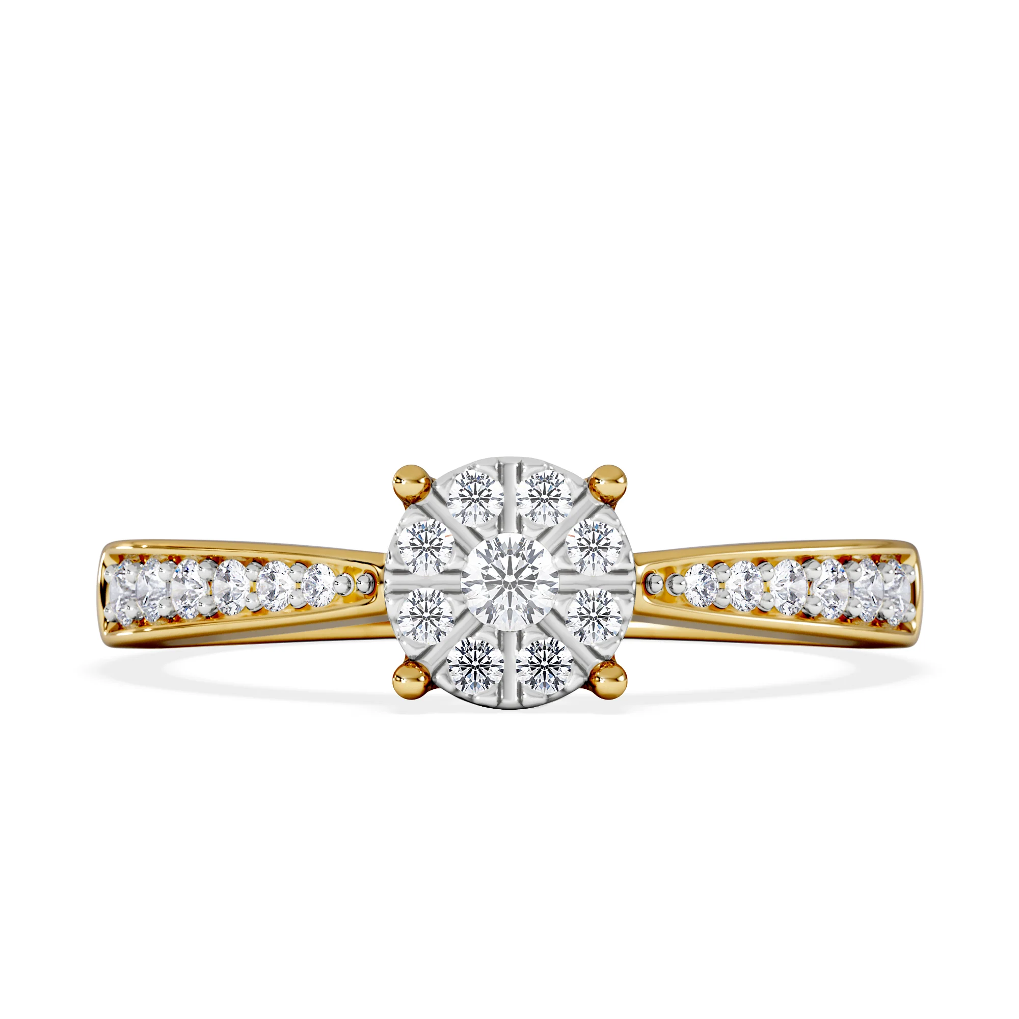 Masami Diamond Engagement Ring 0.20ct Pave Set in 9K Yellow Gold - Image 7