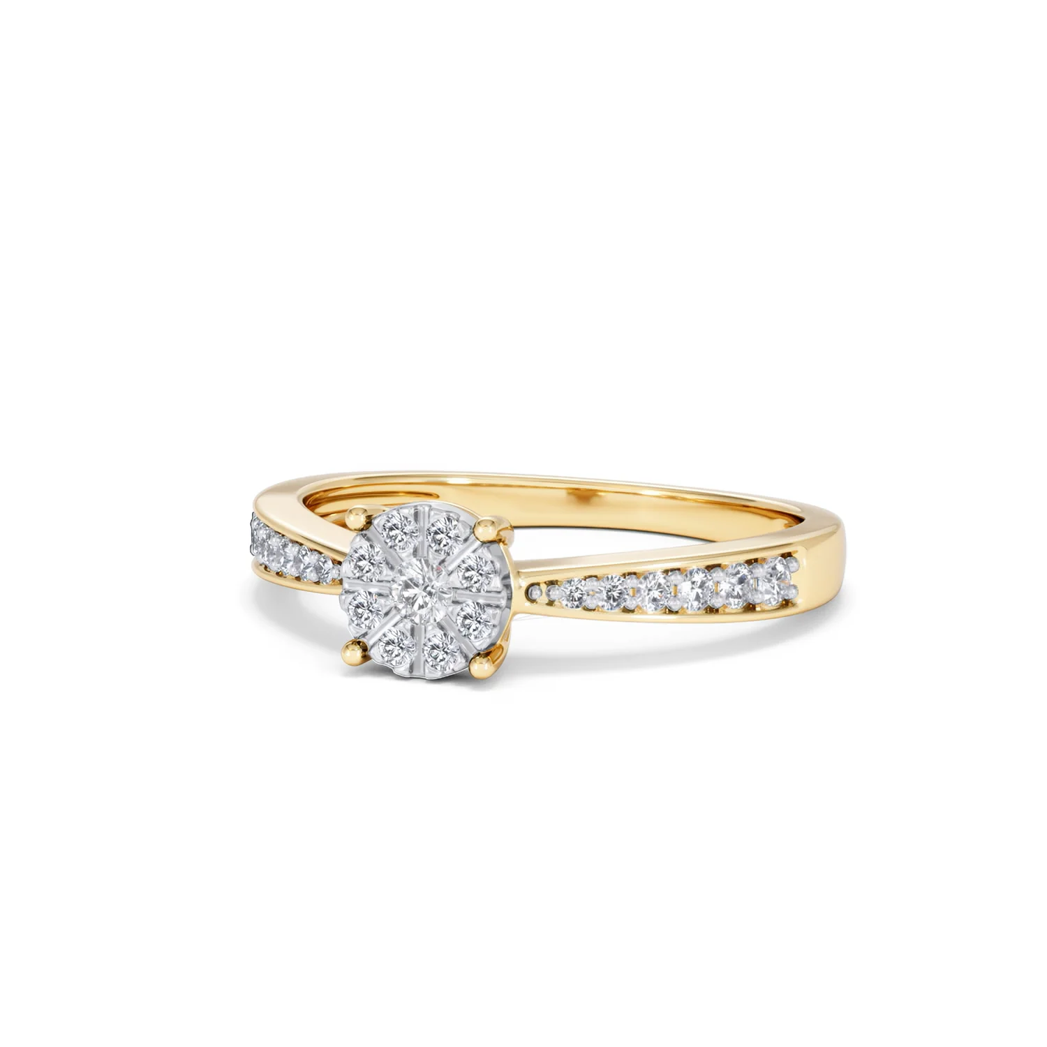 Masami Diamond Engagement Ring 0.20ct Pave Set in 9K Yellow Gold - Image 85