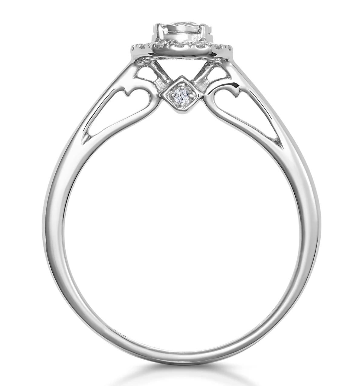 Masami Diamond Engagement Ring 0.20ct Pave Set Halo in 9K White Gold - Image 3