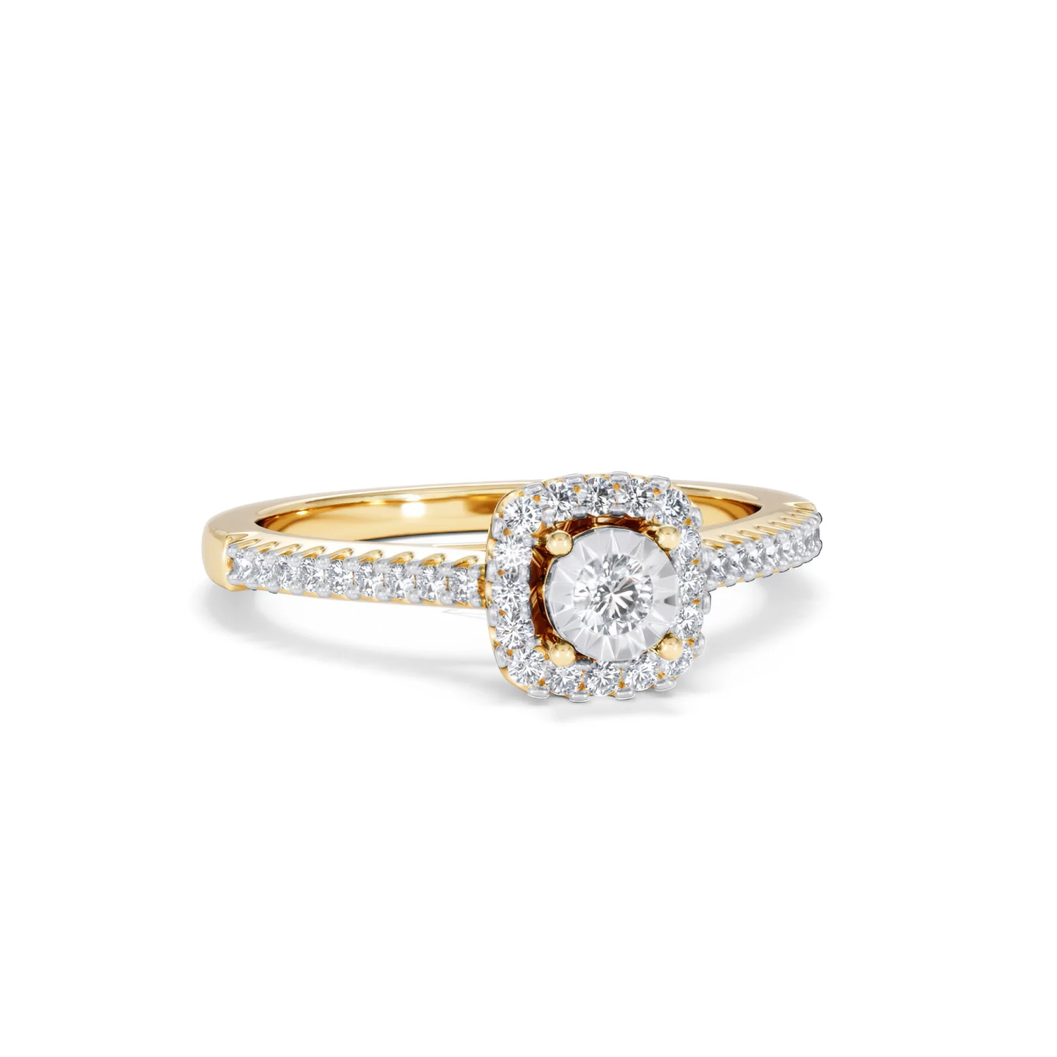 Masami Diamond Halo Engagement Ring 0.25ct Pave Set in 9K Yellow Gold - Image 13