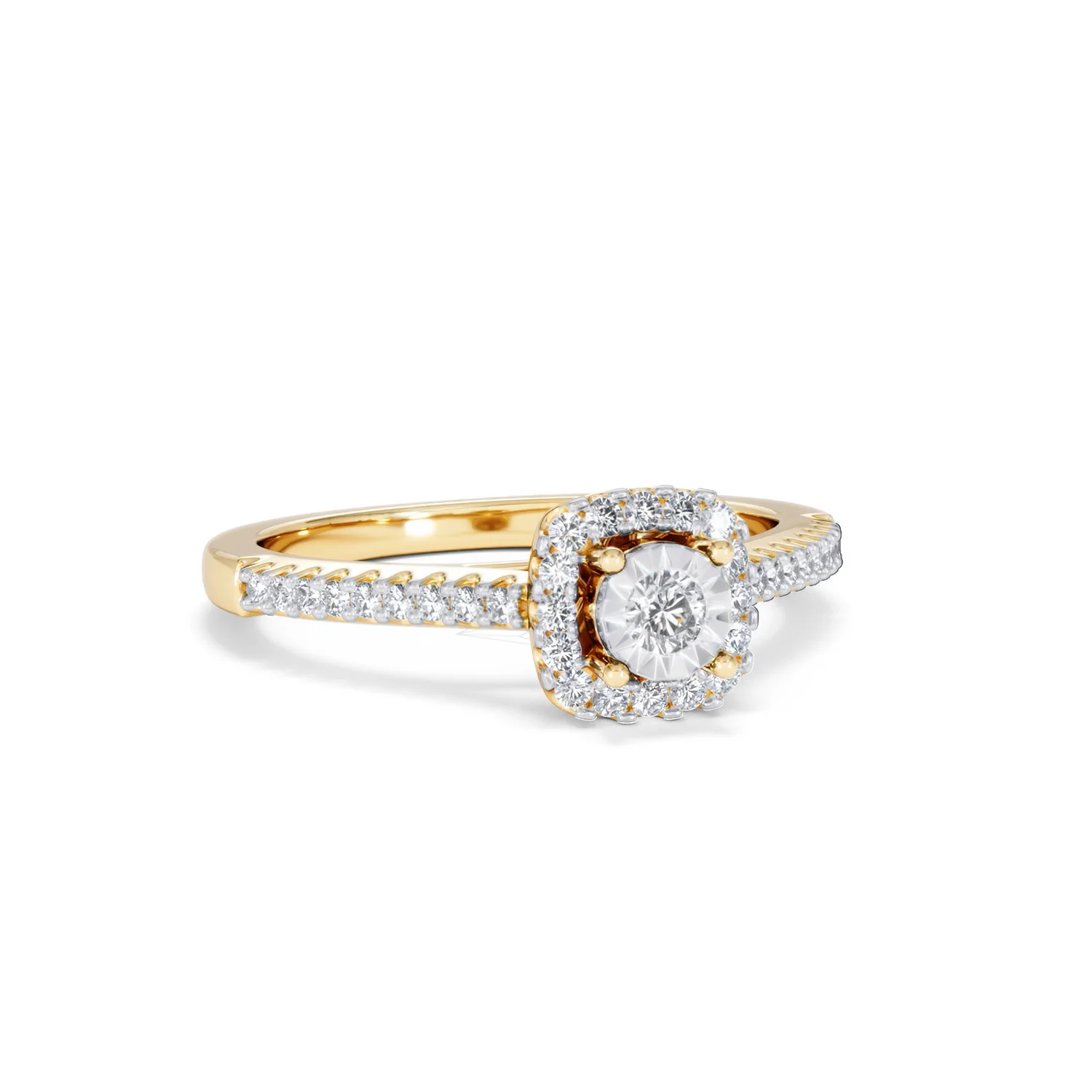 Masami Diamond Halo Engagement Ring 0.25ct Pave Set in 9K Yellow Gold - Image 14