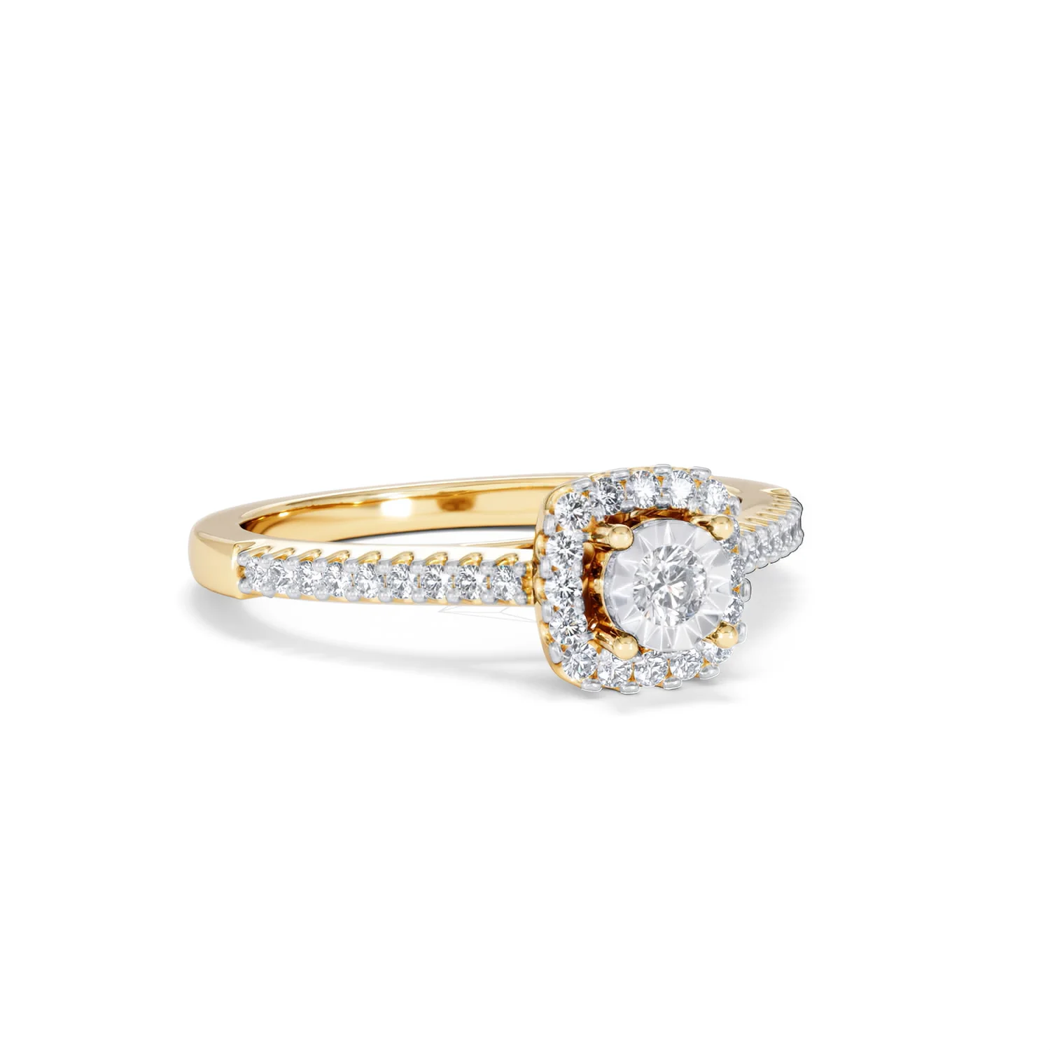Masami Diamond Halo Engagement Ring 0.25ct Pave Set in 9K Yellow Gold - Image 15