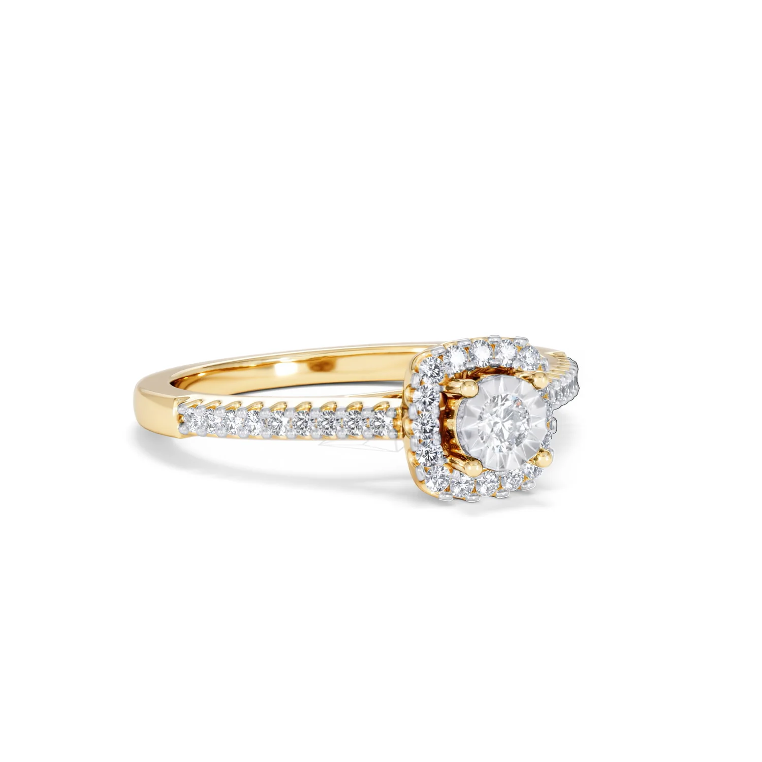 Masami Diamond Halo Engagement Ring 0.25ct Pave Set in 9K Yellow Gold - Image 16