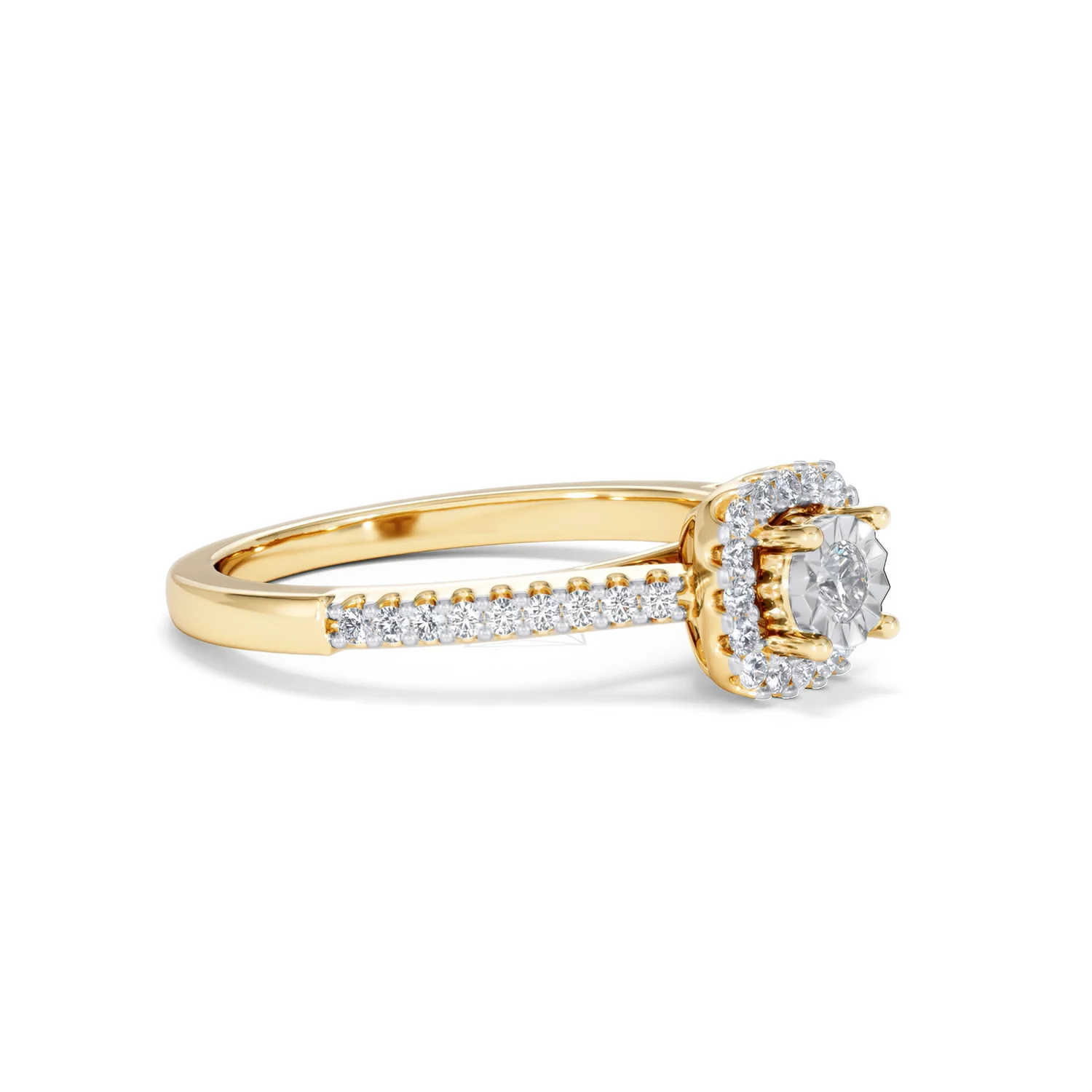 Masami Diamond Halo Engagement Ring 0.25ct Pave Set in 9K Yellow Gold - Image 21