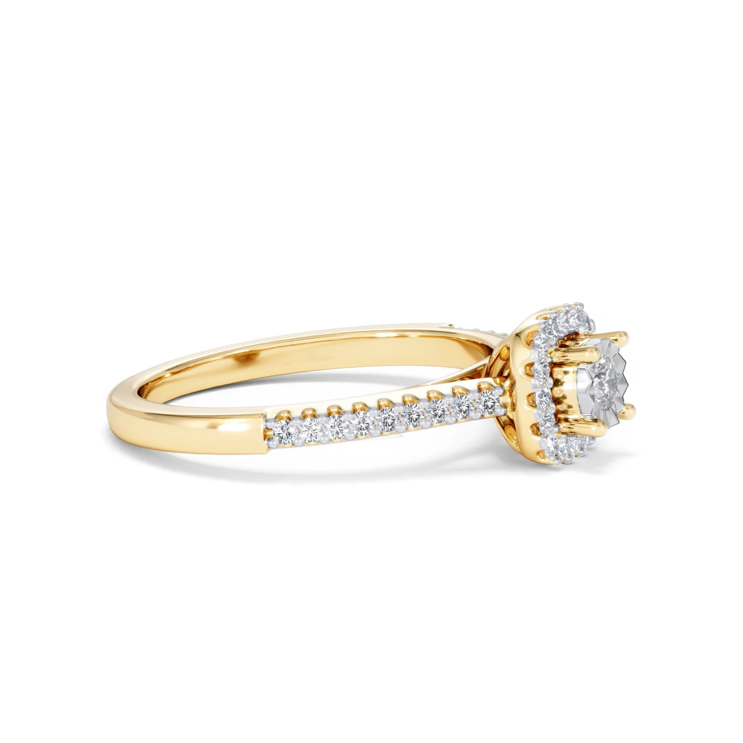 Masami Diamond Halo Engagement Ring 0.25ct Pave Set in 9K Yellow Gold - Image 24
