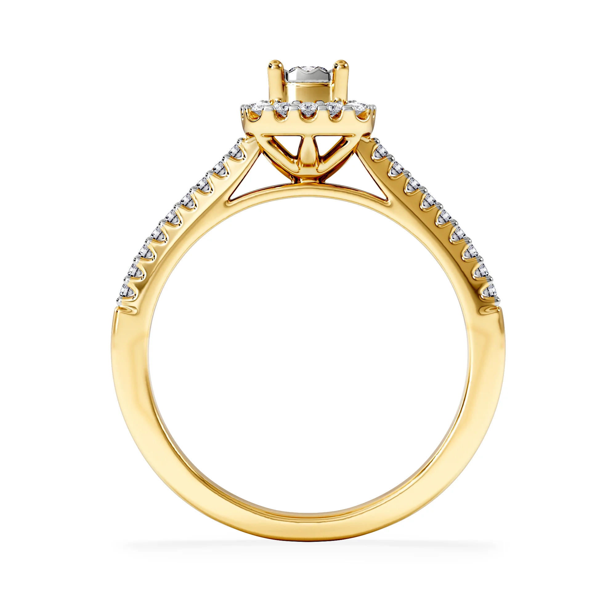 Masami Diamond Halo Engagement Ring 0.25ct Pave Set in 9K Yellow Gold - Image 3