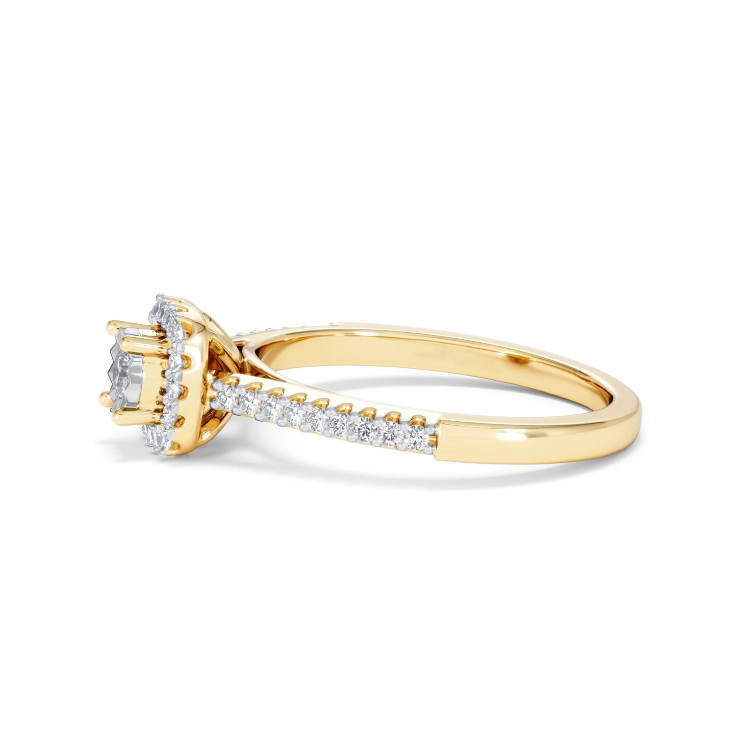 Masami Diamond Halo Engagement Ring 0.25ct Pave Set in 9K Yellow Gold - Image 73