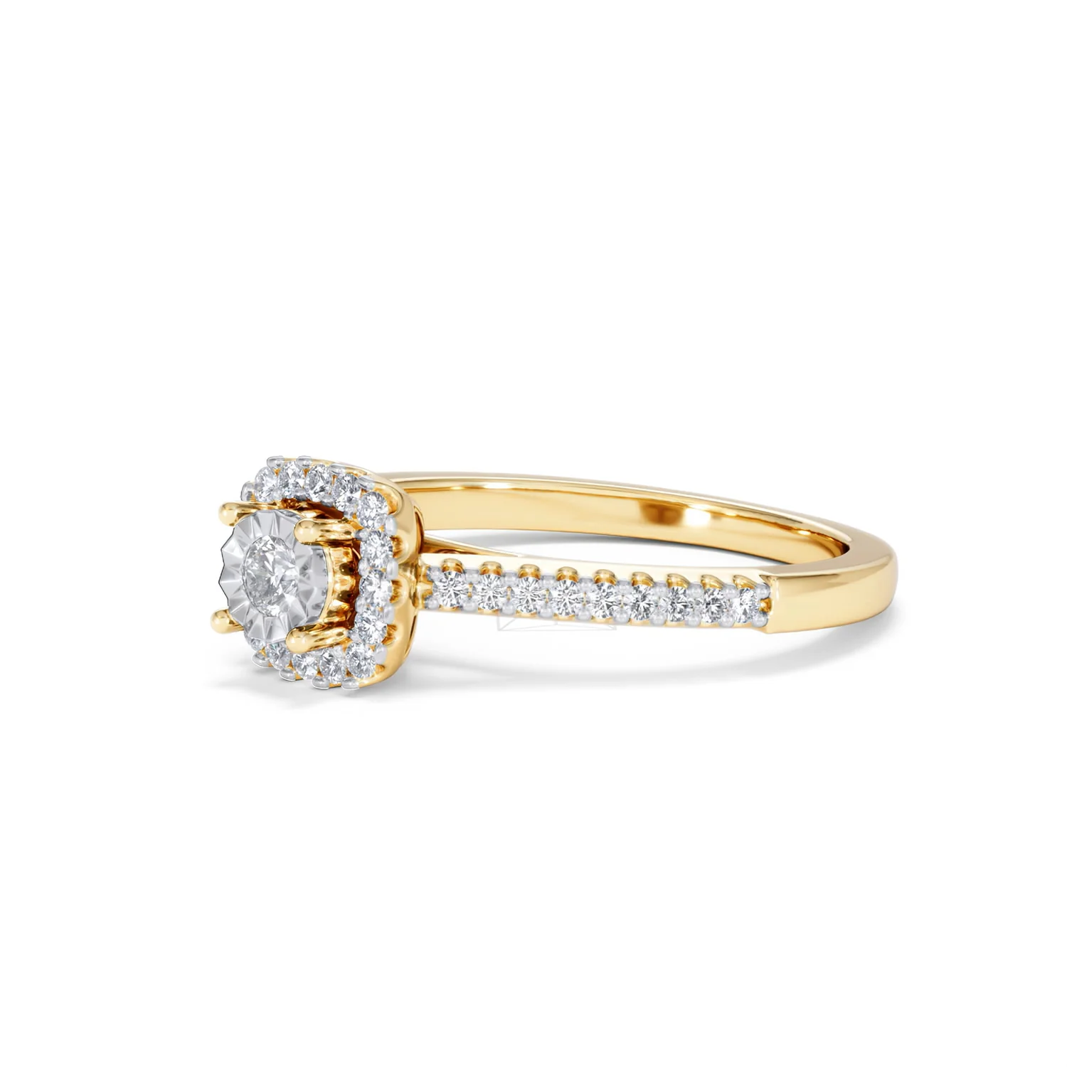 Masami Diamond Halo Engagement Ring 0.25ct Pave Set in 9K Yellow Gold - Image 80