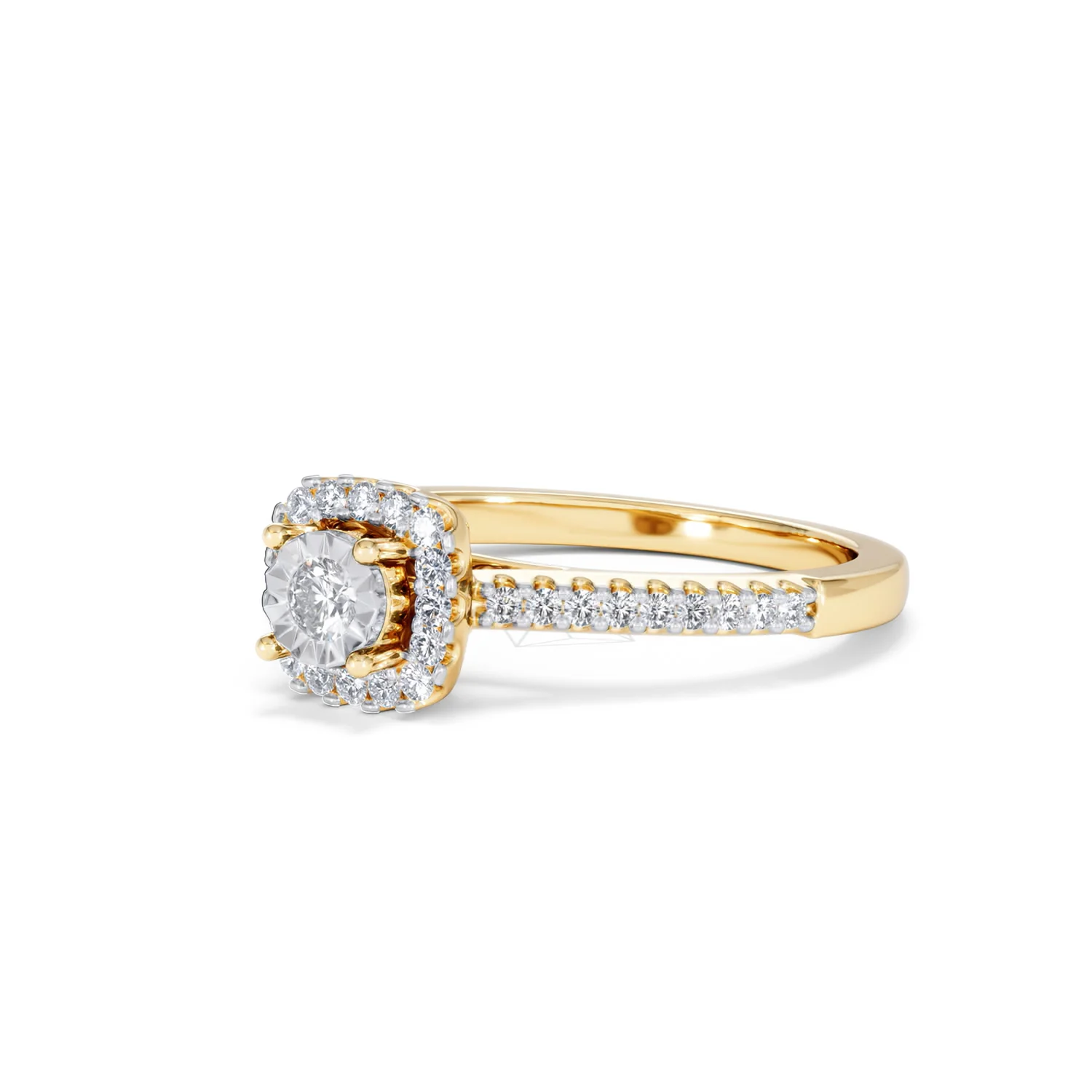 Masami Diamond Halo Engagement Ring 0.25ct Pave Set in 9K Yellow Gold - Image 82