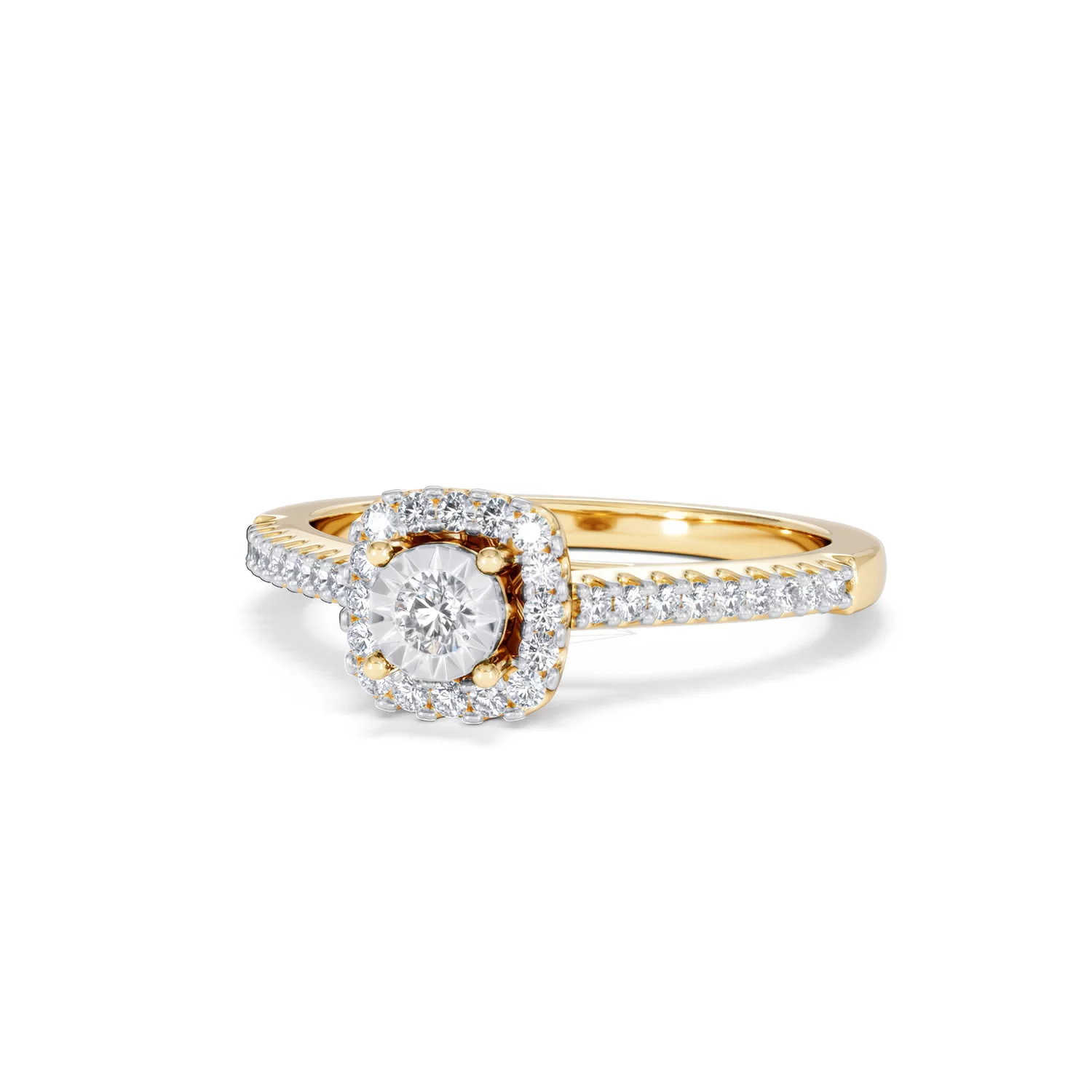 Masami Diamond Halo Engagement Ring 0.25ct Pave Set in 9K Yellow Gold - Image 86