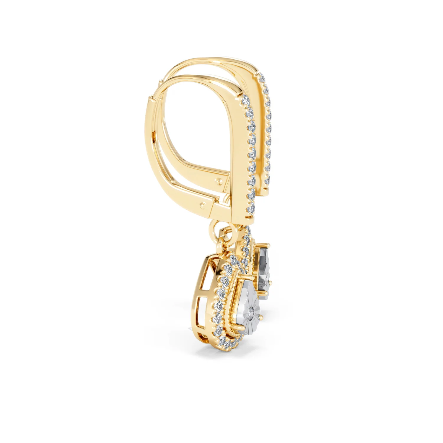 Masami Diamond Pear Halo Earrings 0.20ct Pave Set in 9K Yellow Gold - Image 26