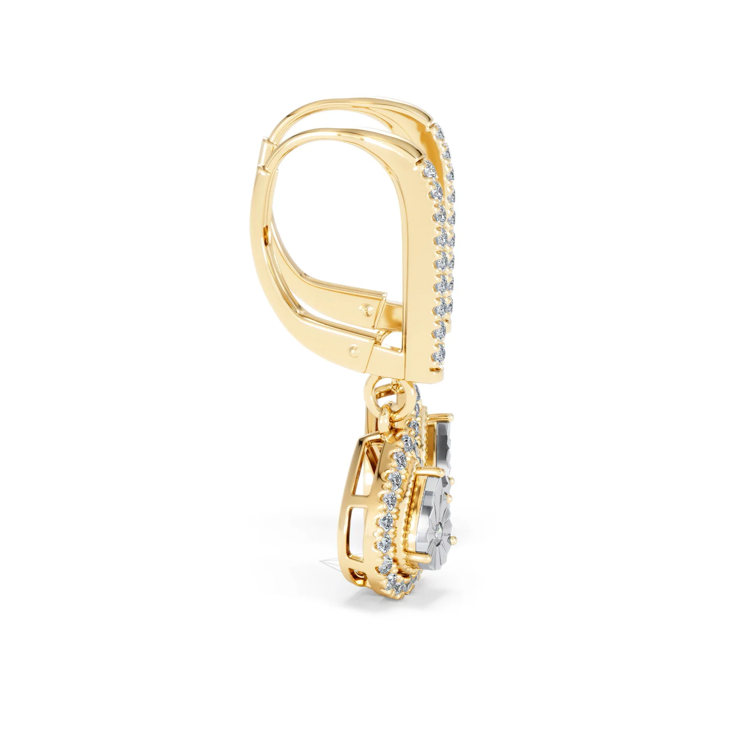 Masami Diamond Pear Halo Earrings 0.20ct Pave Set in 9K Yellow Gold - Image 27