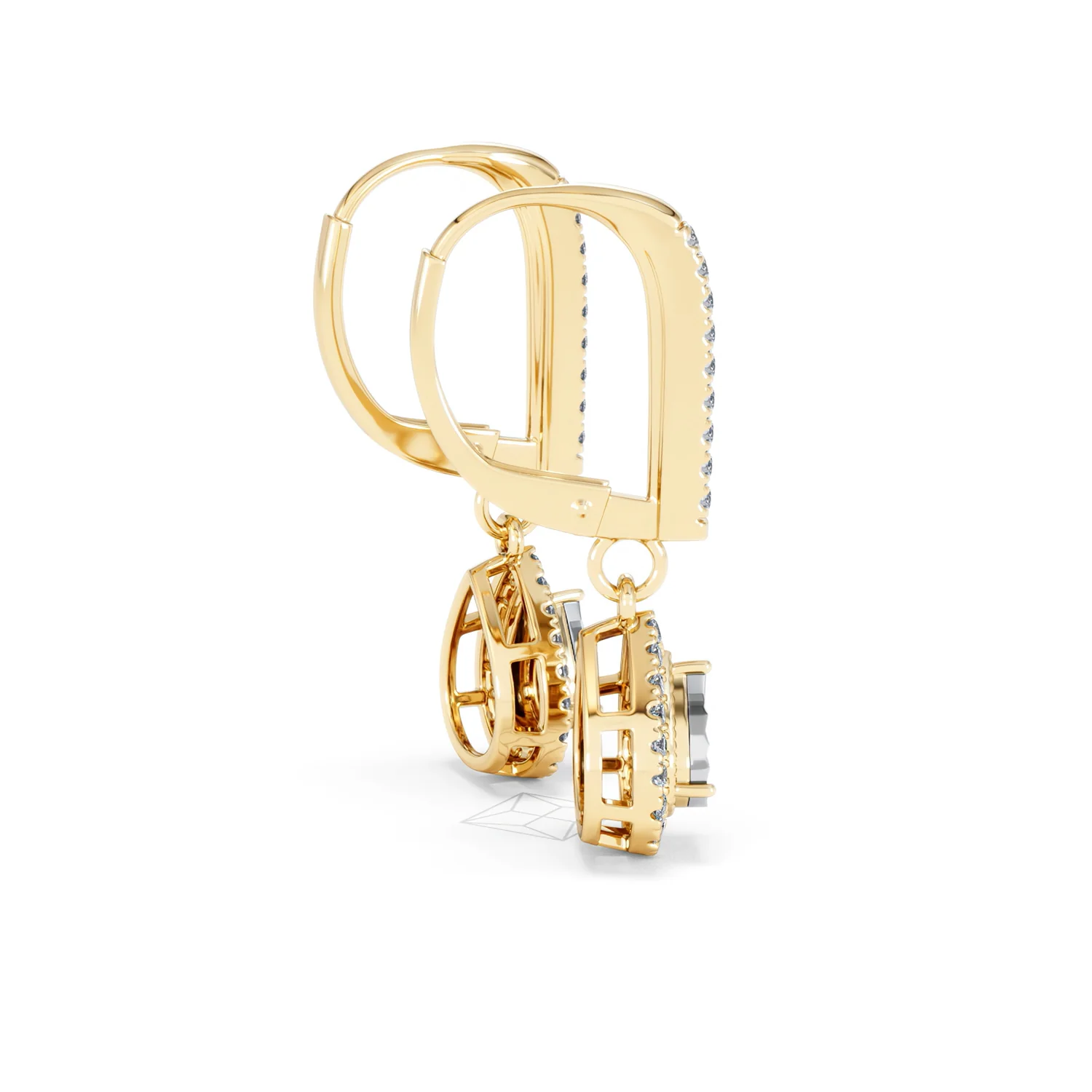 Masami Diamond Pear Halo Earrings 0.20ct Pave Set in 9K Yellow Gold - Image 33