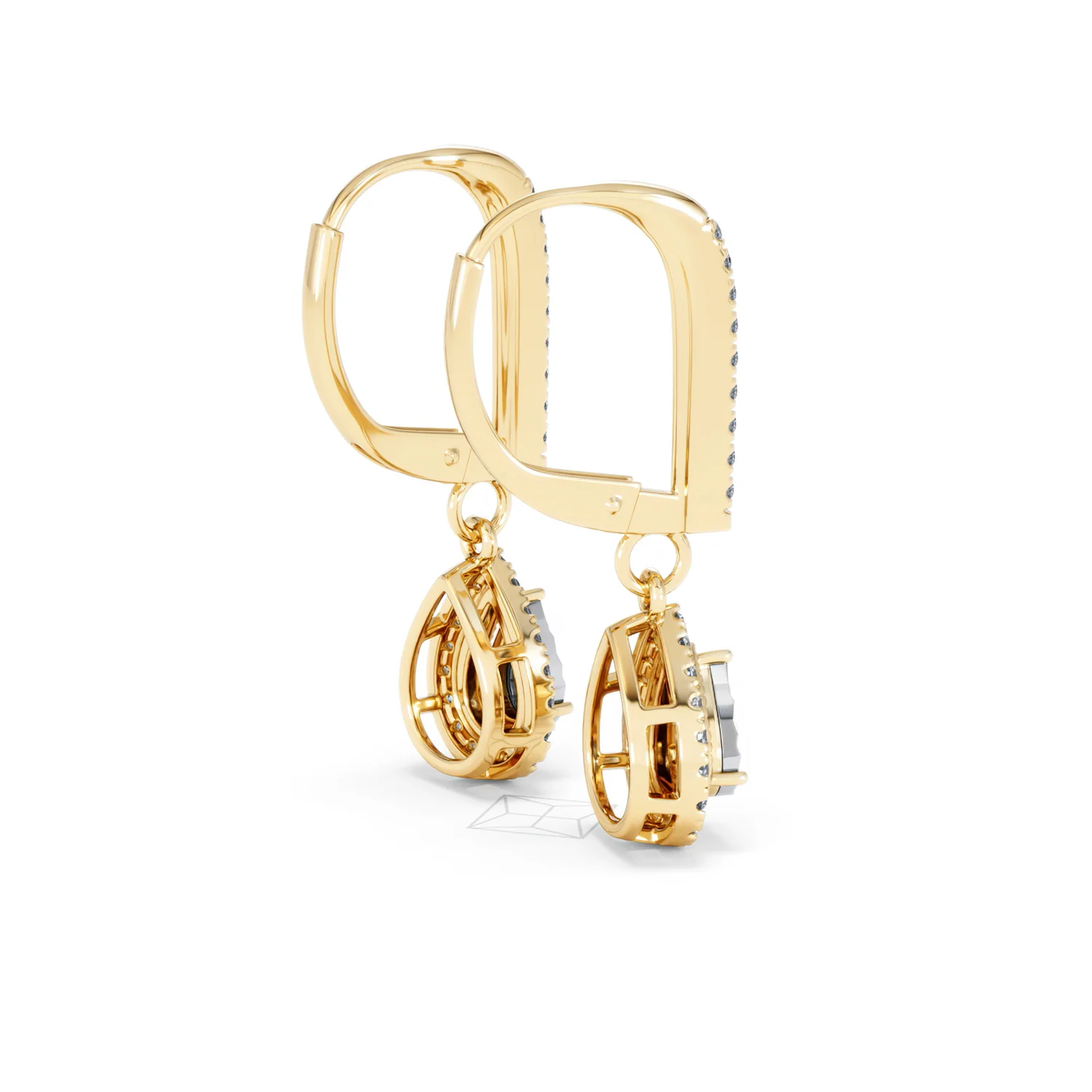 Masami Diamond Pear Halo Earrings 0.20ct Pave Set in 9K Yellow Gold - Image 36