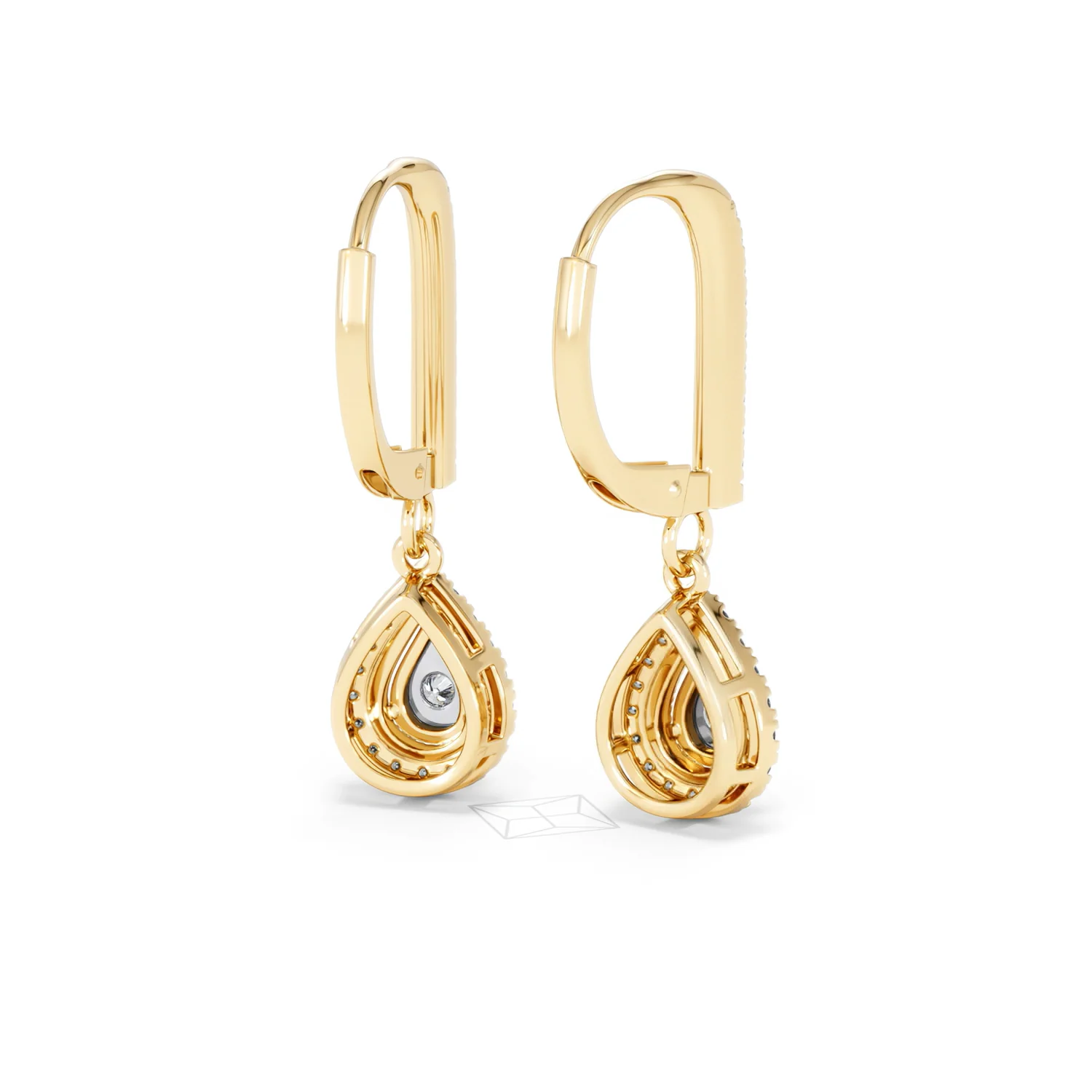 Masami Diamond Pear Halo Earrings 0.20ct Pave Set in 9K Yellow Gold - Image 44
