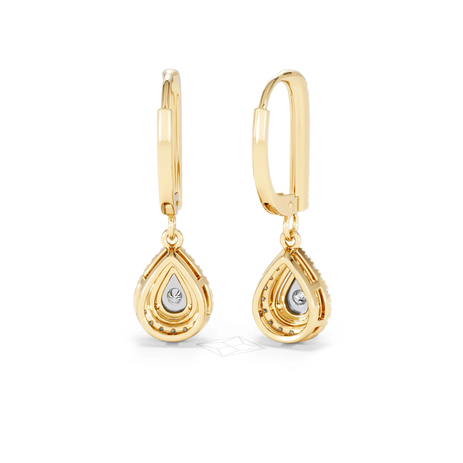 Masami Diamond Pear Halo Earrings 0.20ct Pave Set in 9K Yellow Gold - Image 47