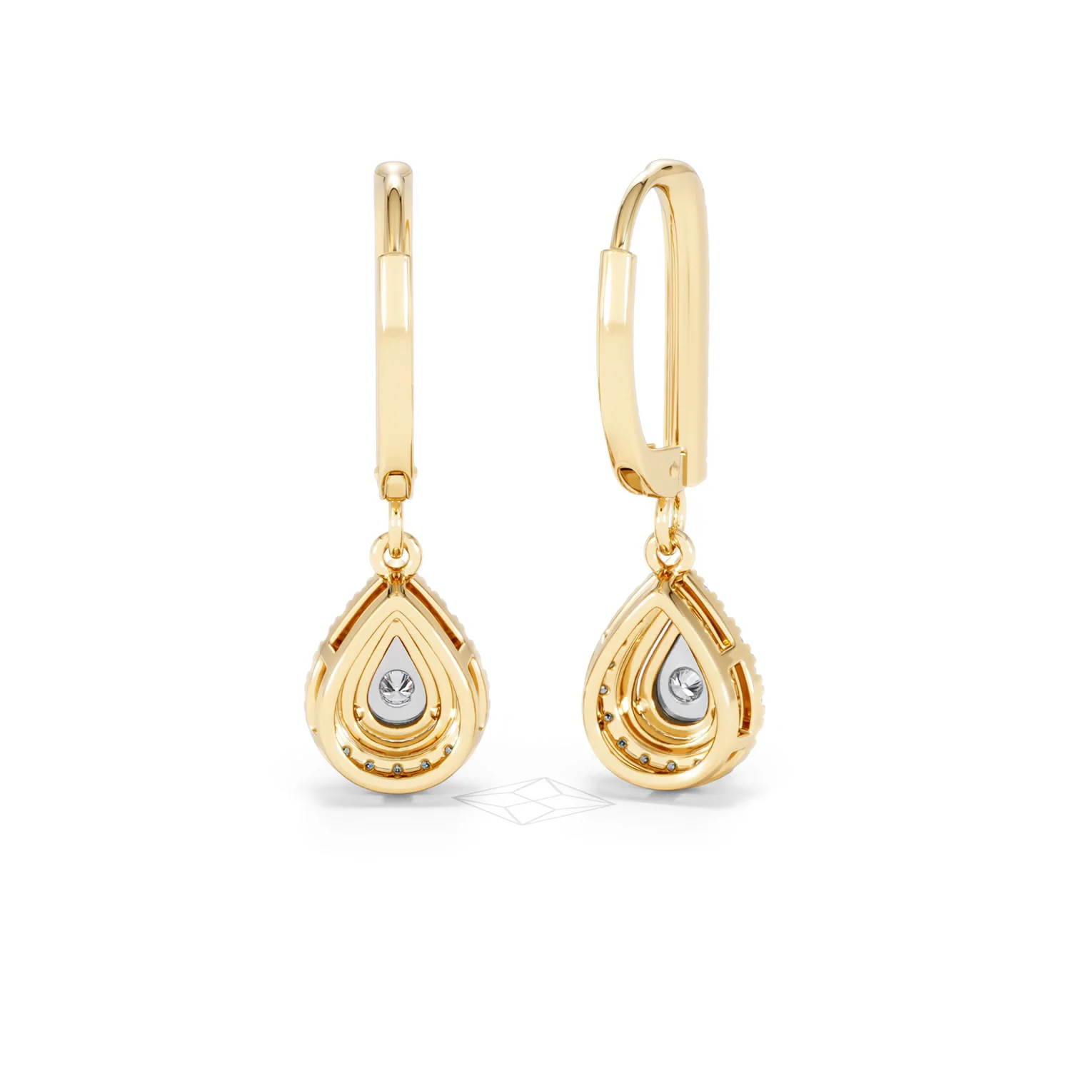 Masami Diamond Pear Halo Earrings 0.20ct Pave Set in 9K Yellow Gold - Image 48