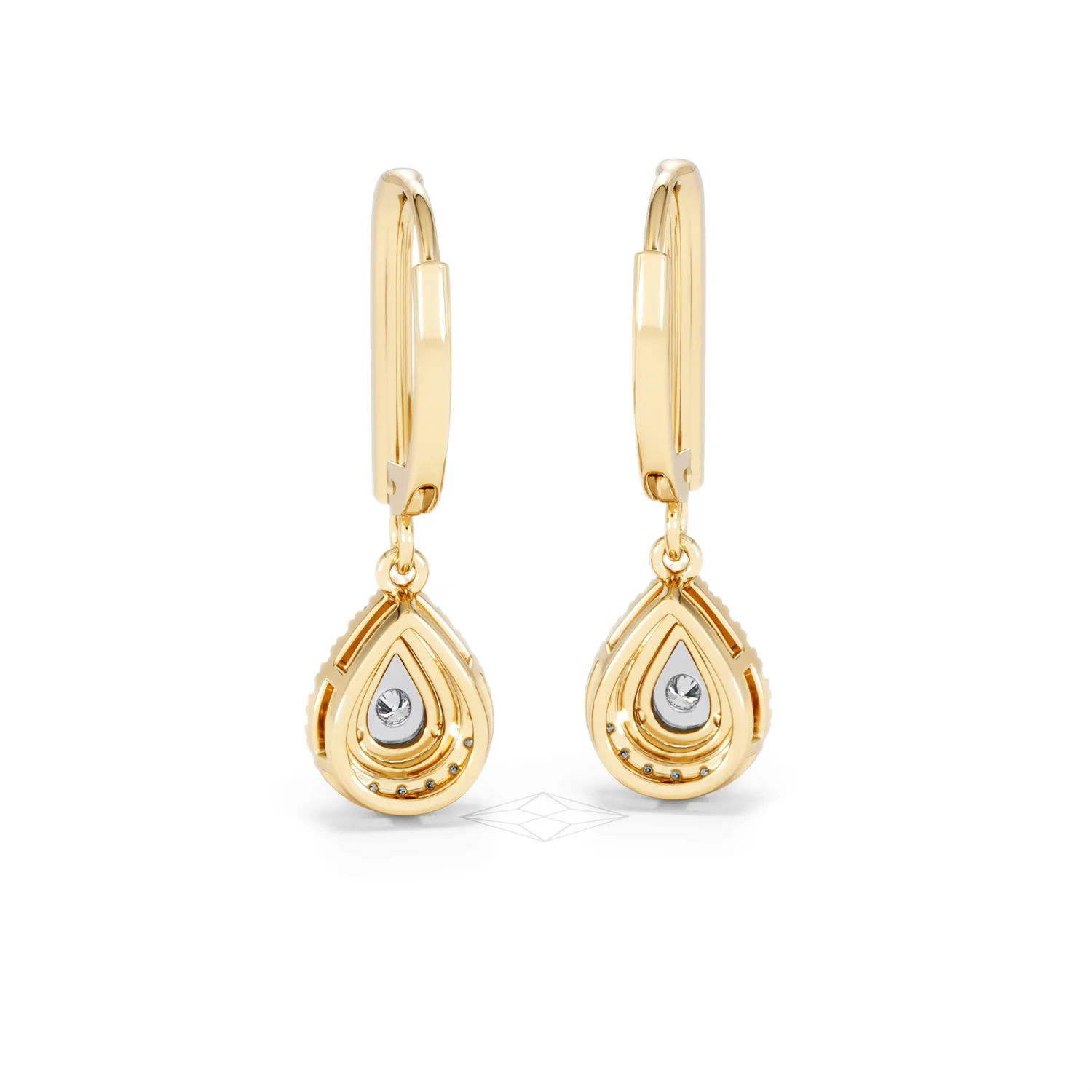 Masami Diamond Pear Halo Earrings 0.20ct Pave Set in 9K Yellow Gold - Image 50