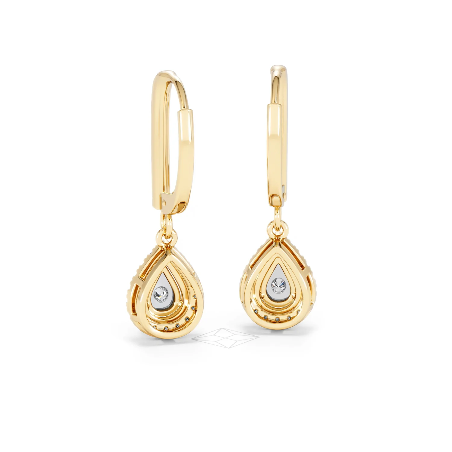 Masami Diamond Pear Halo Earrings 0.20ct Pave Set in 9K Yellow Gold - Image 51