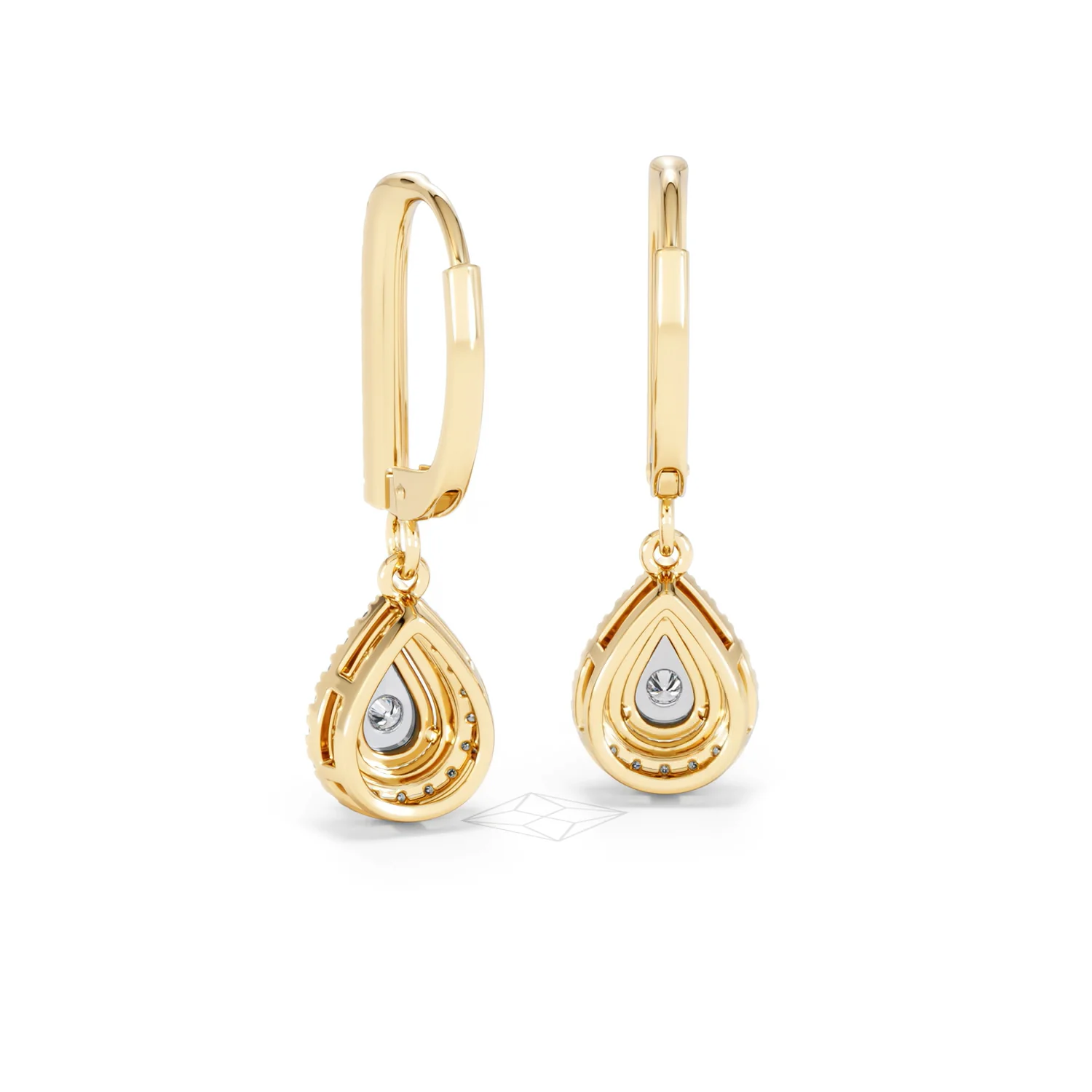 Masami Diamond Pear Halo Earrings 0.20ct Pave Set in 9K Yellow Gold - Image 52