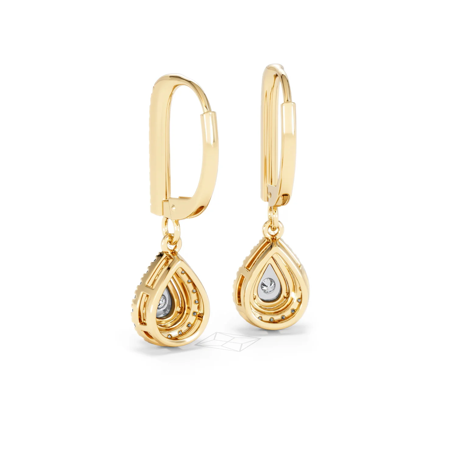 Masami Diamond Pear Halo Earrings 0.20ct Pave Set in 9K Yellow Gold - Image 54