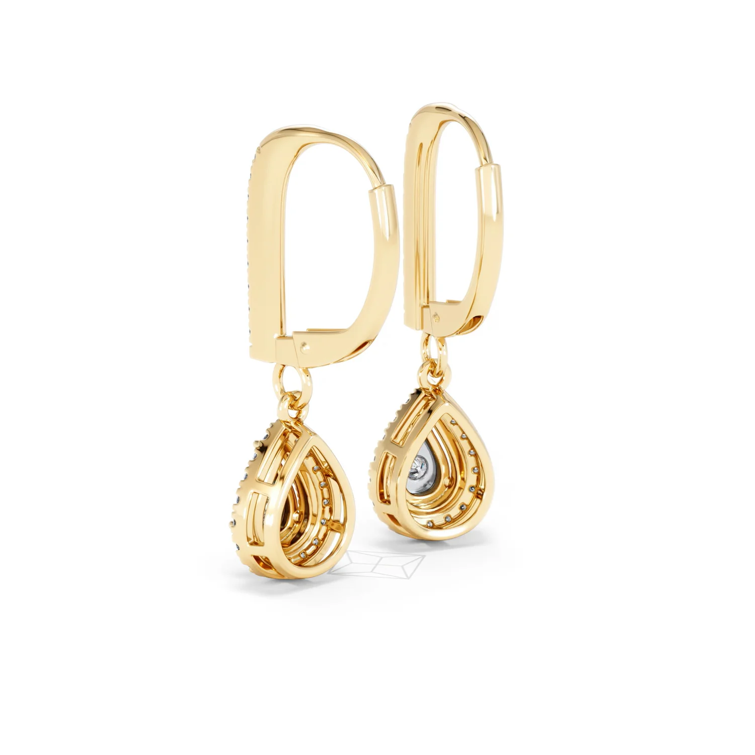 Masami Diamond Pear Halo Earrings 0.20ct Pave Set in 9K Yellow Gold - Image 57