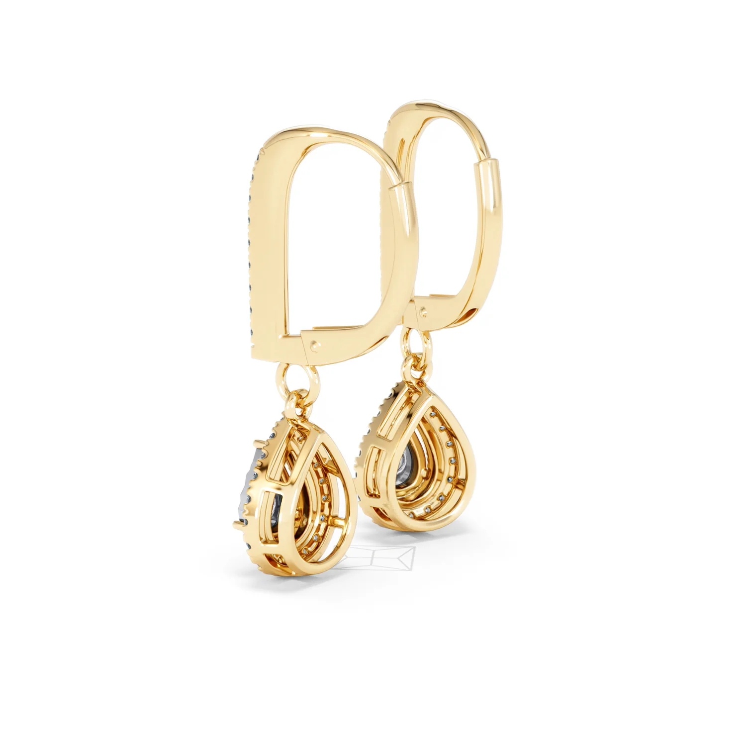 Masami Diamond Pear Halo Earrings 0.20ct Pave Set in 9K Yellow Gold - Image 59