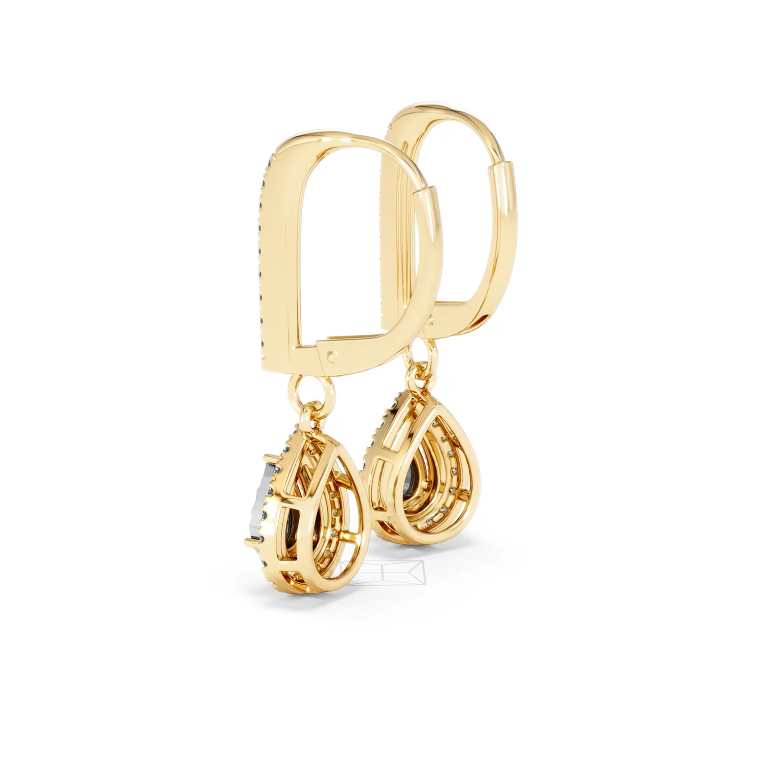 Masami Diamond Pear Halo Earrings 0.20ct Pave Set in 9K Yellow Gold - Image 60