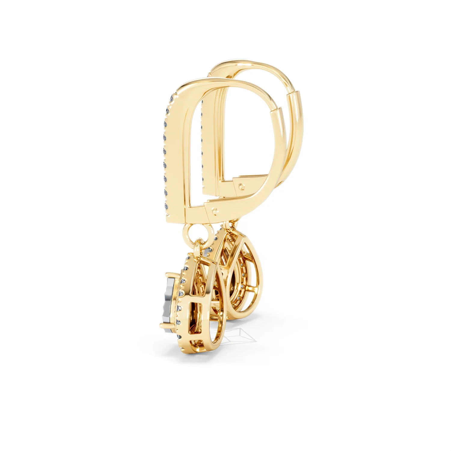 Masami Diamond Pear Halo Earrings 0.20ct Pave Set in 9K Yellow Gold - Image 64