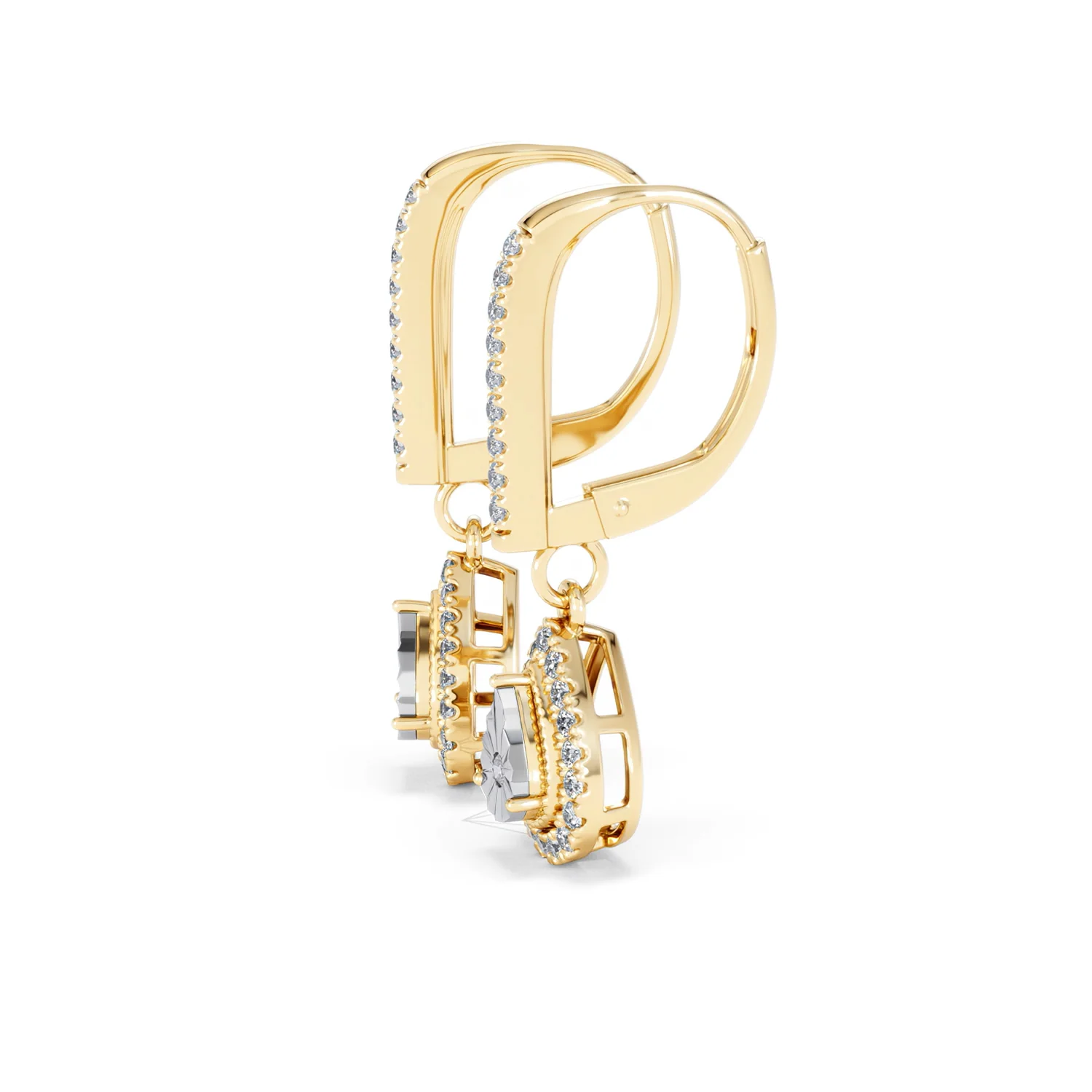 Masami Diamond Pear Halo Earrings 0.20ct Pave Set in 9K Yellow Gold - Image 72