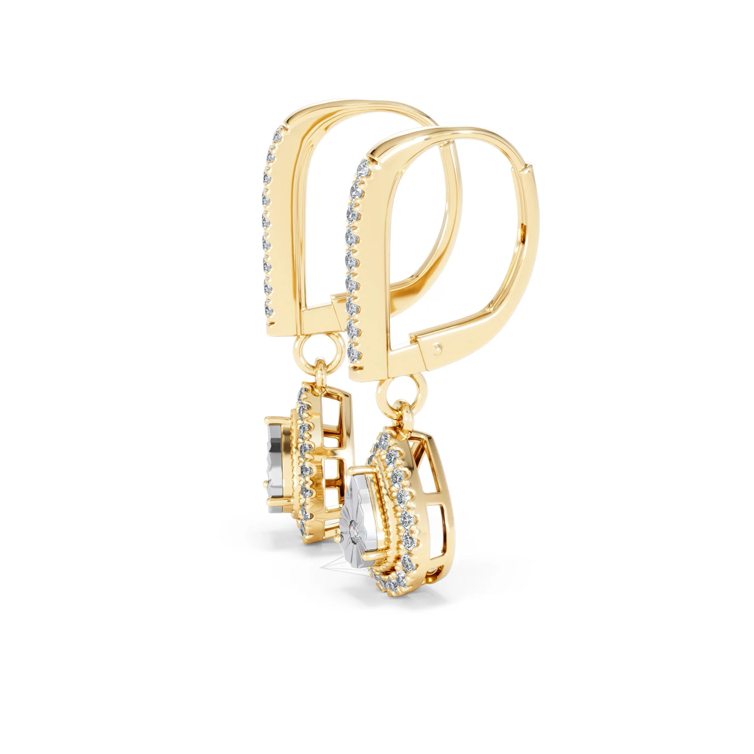 Masami Diamond Pear Halo Earrings 0.20ct Pave Set in 9K Yellow Gold - Image 73