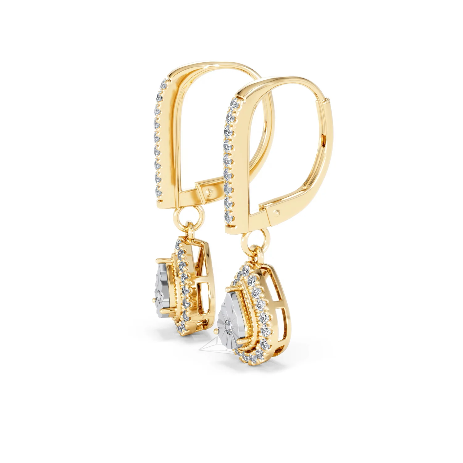 Masami Diamond Pear Halo Earrings 0.20ct Pave Set in 9K Yellow Gold - Image 75