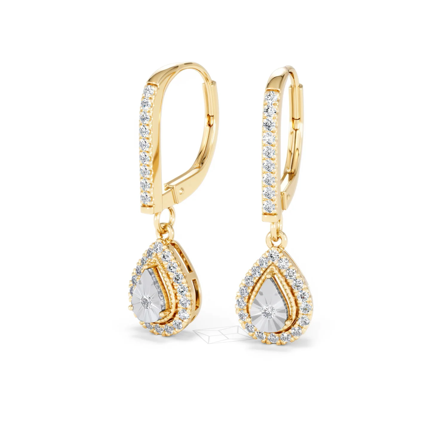 Masami Diamond Pear Halo Earrings 0.20ct Pave Set in 9K Yellow Gold - Image 84