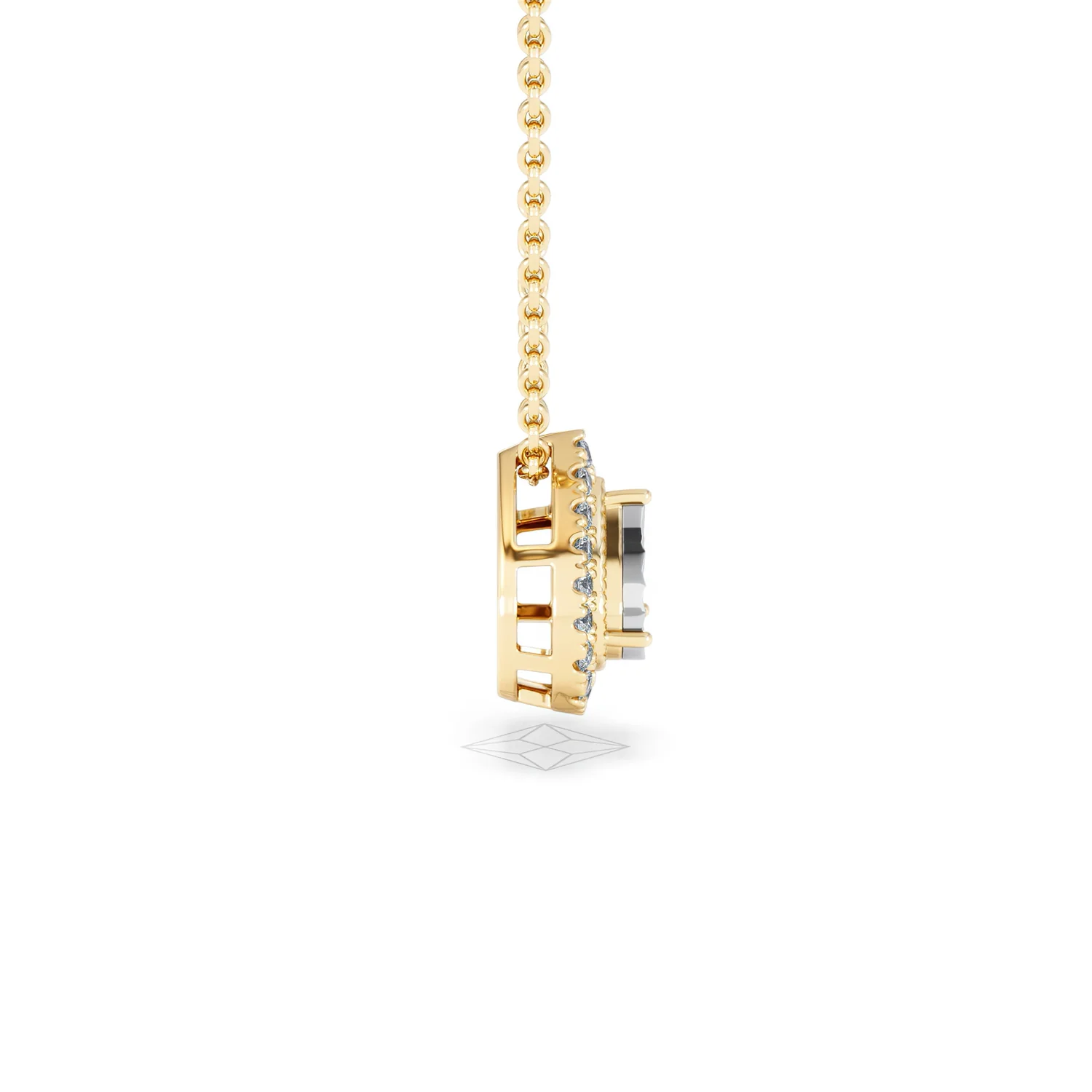 Masami Diamond Pear Halo Necklace 0.10ct Pave Set in 9K Yellow Gold - Image 30