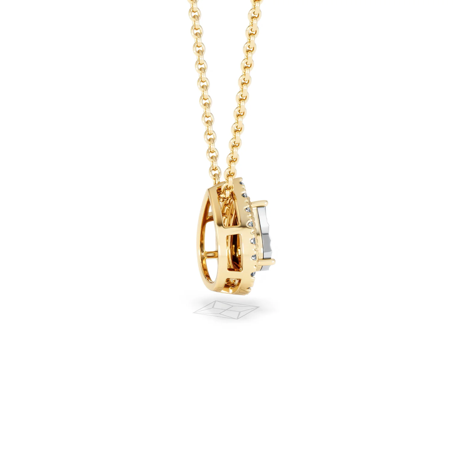 Masami Diamond Pear Halo Necklace 0.10ct Pave Set in 9K Yellow Gold - Image 34