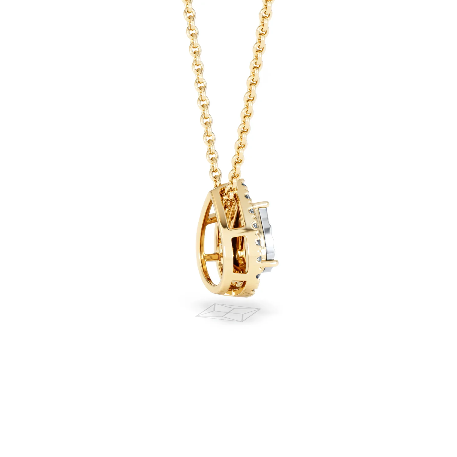 Masami Diamond Pear Halo Necklace 0.10ct Pave Set in 9K Yellow Gold - Image 35