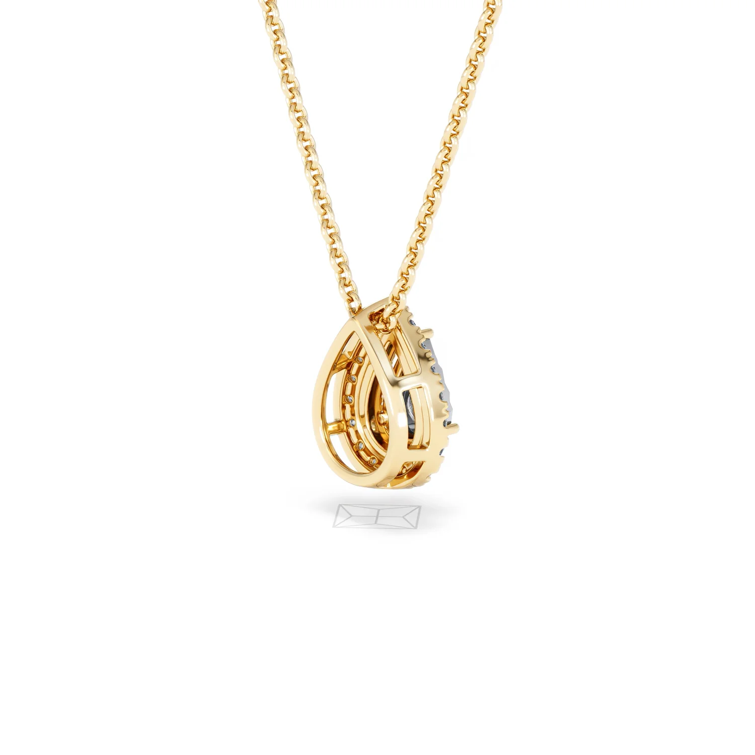 Masami Diamond Pear Halo Necklace 0.10ct Pave Set in 9K Yellow Gold - Image 39