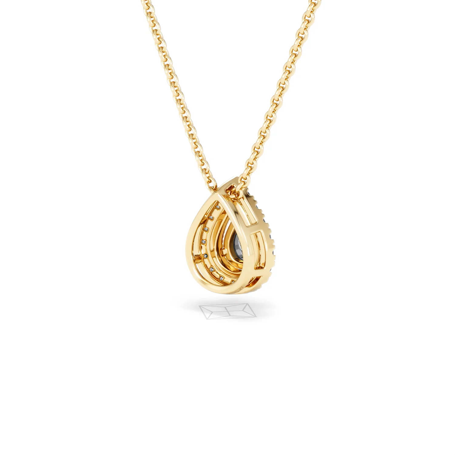 Masami Diamond Pear Halo Necklace 0.10ct Pave Set in 9K Yellow Gold - Image 42