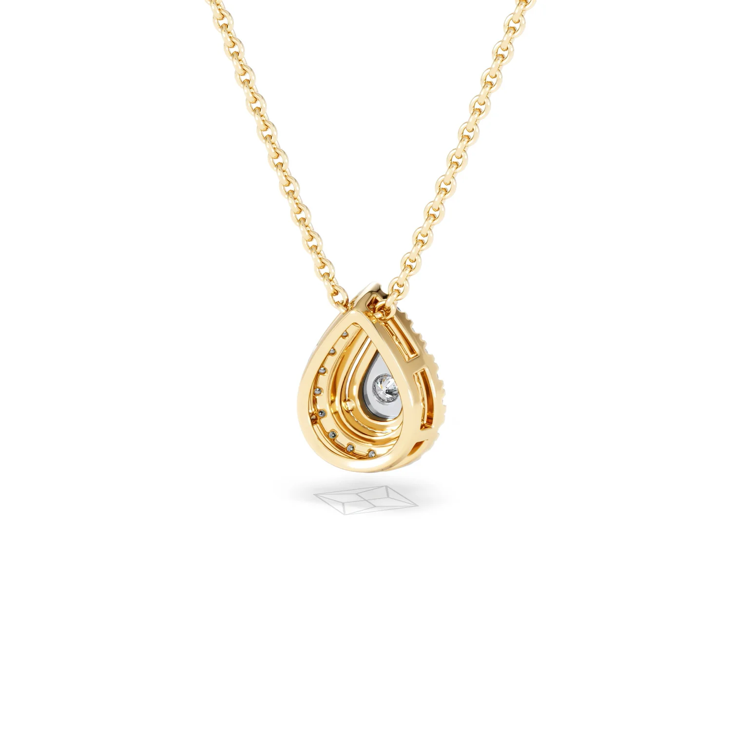 Masami Diamond Pear Halo Necklace 0.10ct Pave Set in 9K Yellow Gold - Image 45
