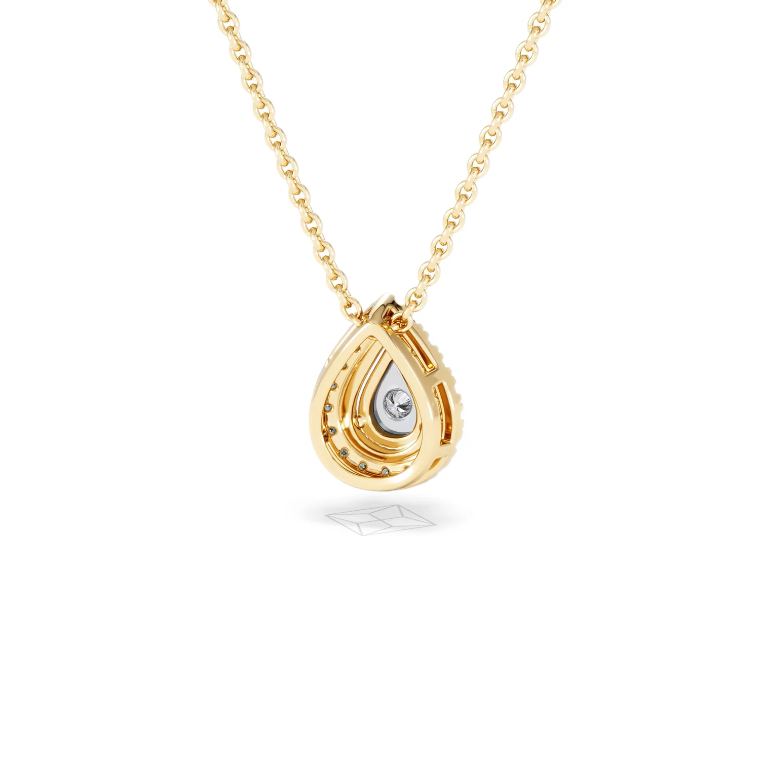 Masami Diamond Pear Halo Necklace 0.10ct Pave Set in 9K Yellow Gold - Image 46