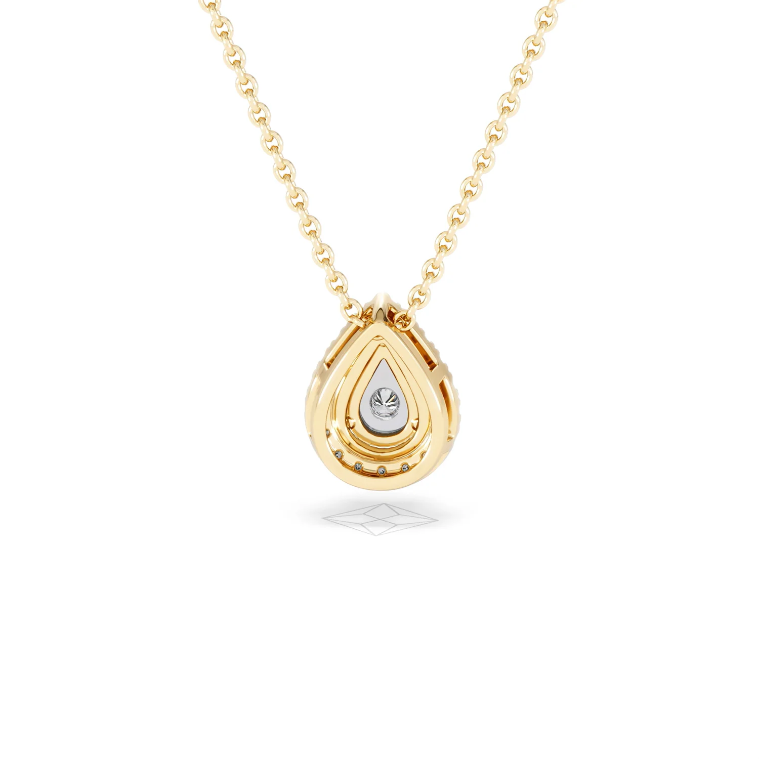 Masami Diamond Pear Halo Necklace 0.10ct Pave Set in 9K Yellow Gold - Image 49