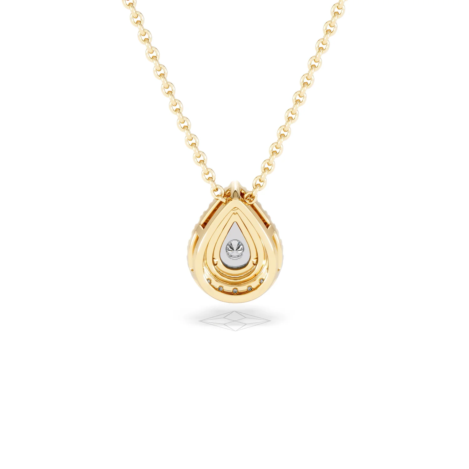 Masami Diamond Pear Halo Necklace 0.10ct Pave Set in 9K Yellow Gold - Image 50