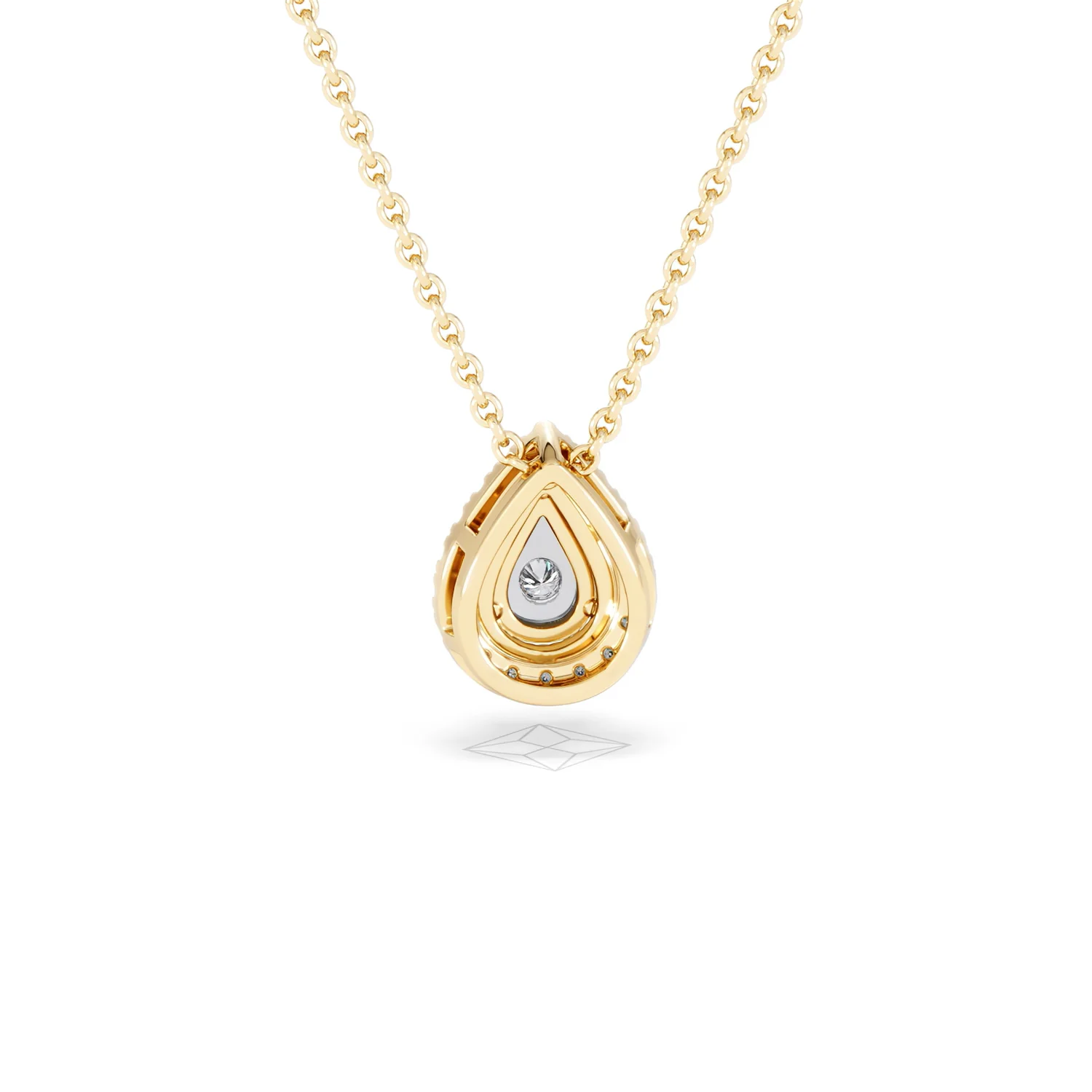 Masami Diamond Pear Halo Necklace 0.10ct Pave Set in 9K Yellow Gold - Image 51